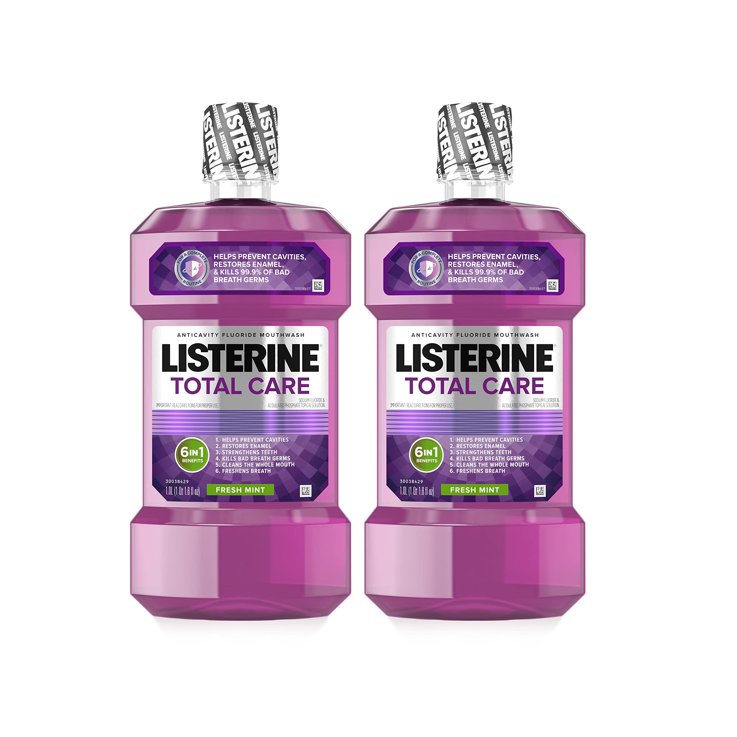 Listerine Total Care Fresh Mint Anticavity Mouthwash, 3 Pk./1L
