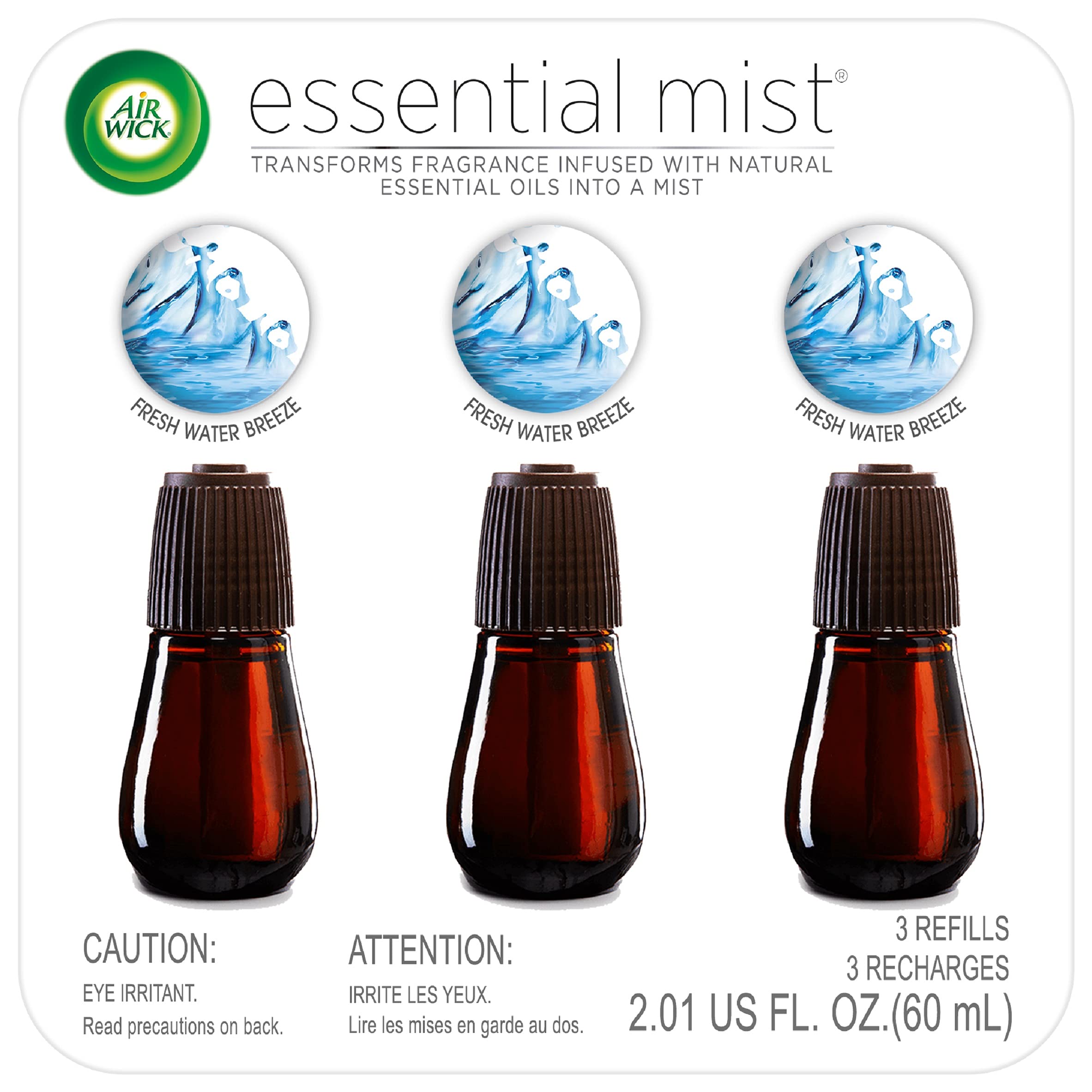 Air Wick Essential Mist Refill, 3ct, Fresh Waters, Air Freshener, Essential  Oils