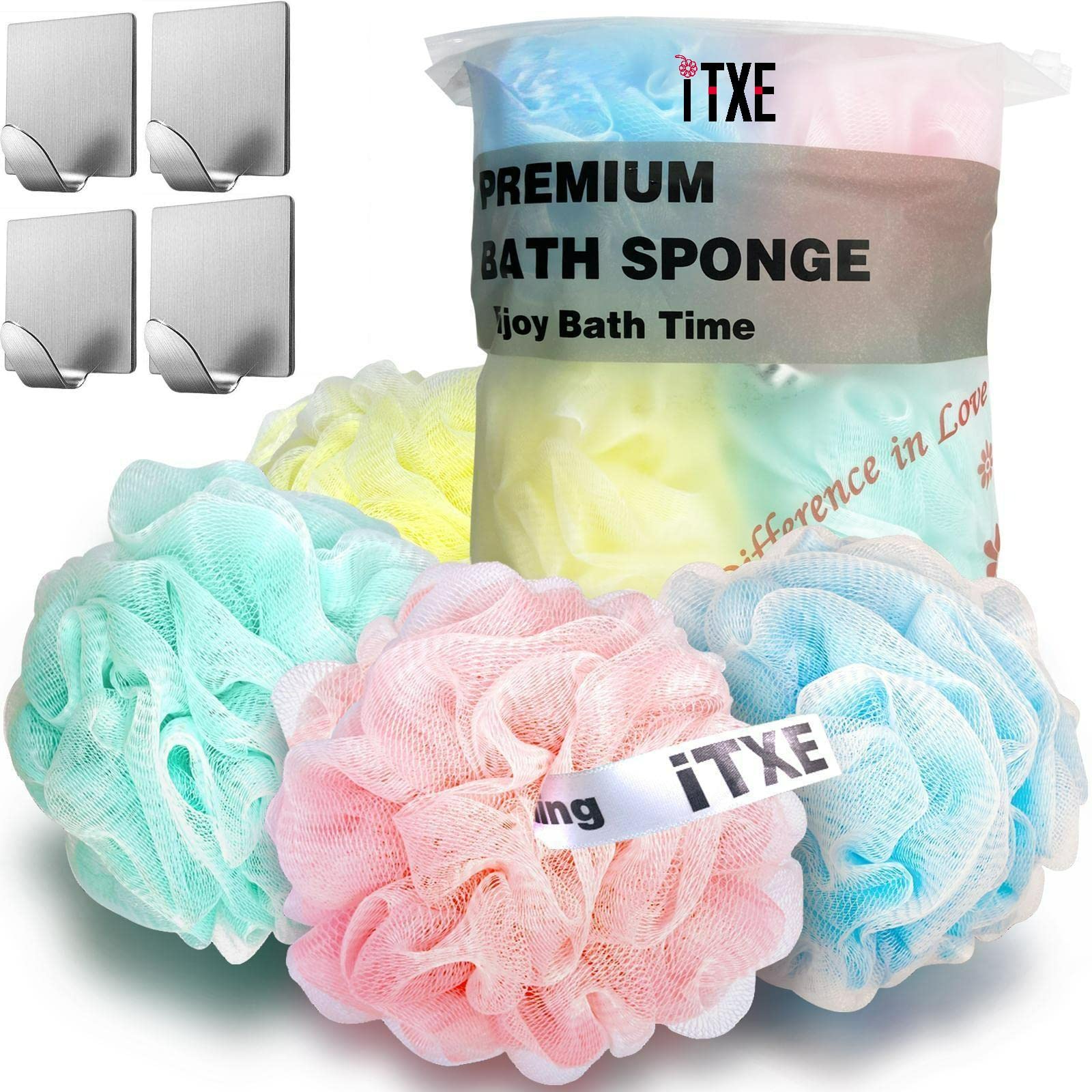 5 Pcs loofah Bath Sponge Bath Scrubber Sponge Body Shower Sponge