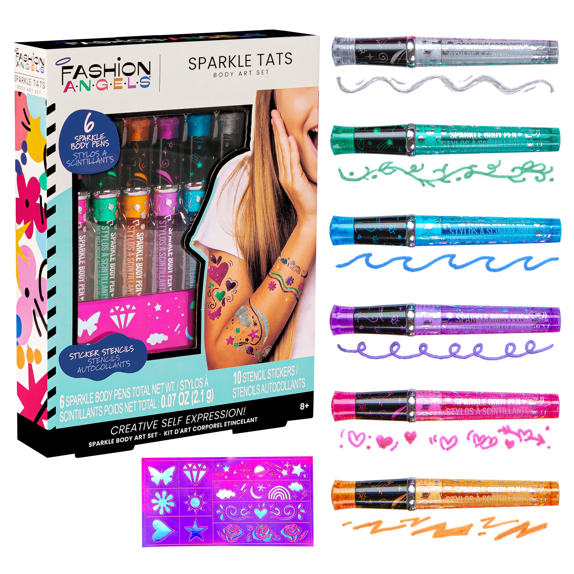 Shimmery Temporary Tattoo Pens And Stencils Washable Body - Temu