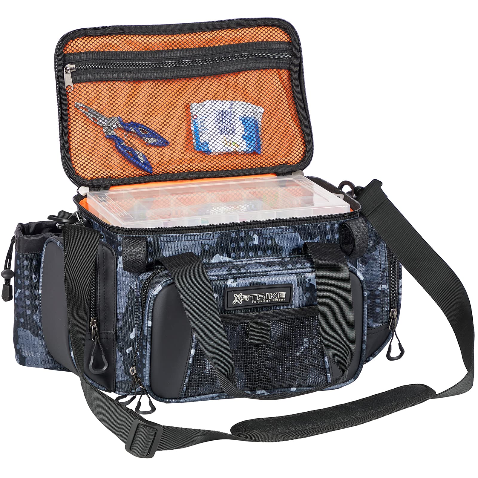 X Strike Fishing Tackle Bag, Fishing Bag Waterproof Fishing Storage Bag  with 4 3600 Tackle Box