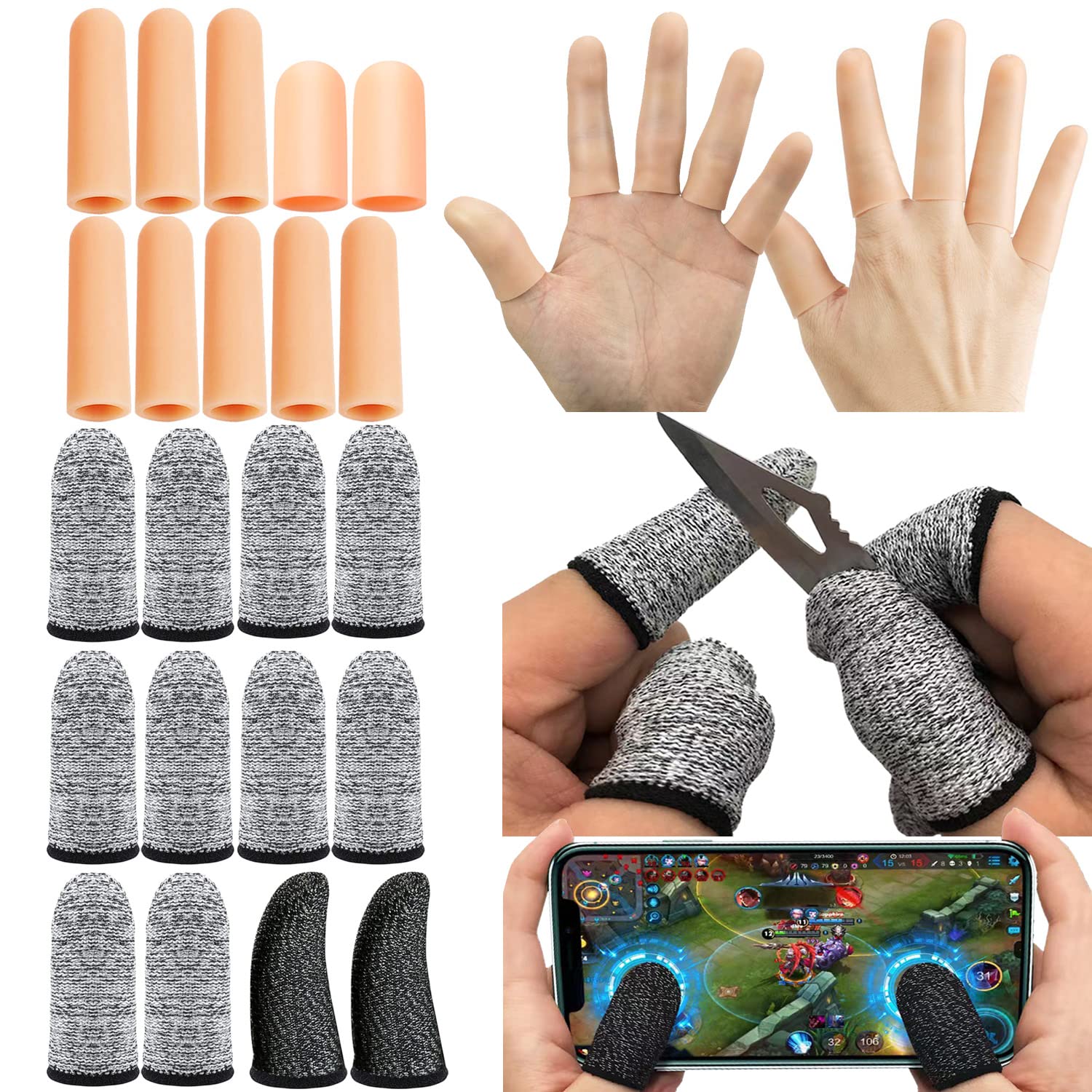 Finger Cots - Gel Finger Protectors Cut Resistant Finger Gloves