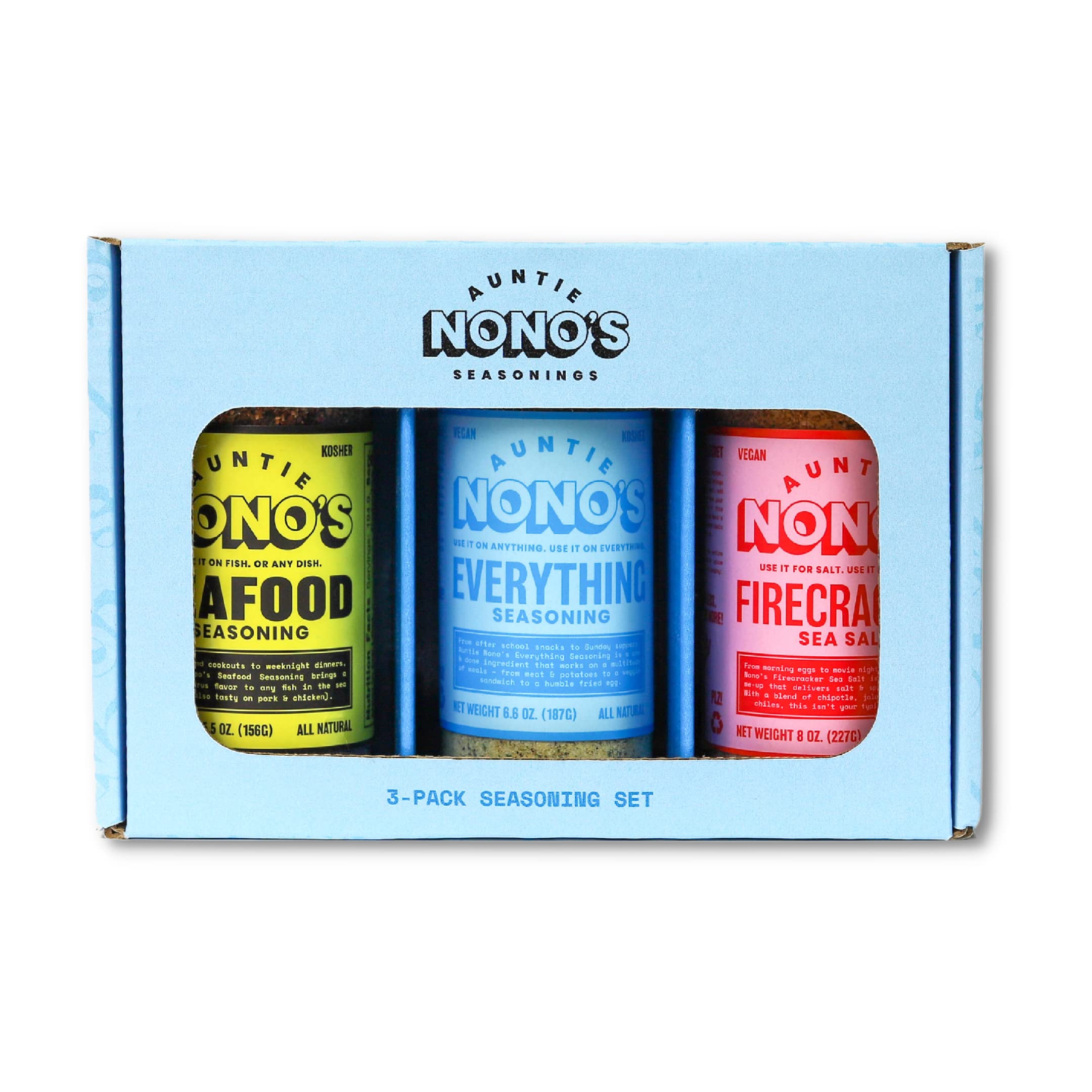 Auntie Nono's Savory Sampler Set - Everything Seasoning - Fish Seasoning -  Shrimp Boil Seasoning - Spicy Seasoning Salt - Seafood Boil Seasoning -  Chicken Seasoning - Paprika Seasoning - Smoked Paprika Seasoning - Gourmet …