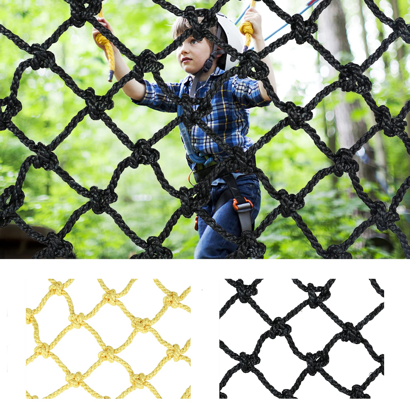 TWSOUL Playground Net, 3.3FT*6.6FT Climbing Cargo Net Rock Climbing Net Rope  Ladder for Kids and Adult Military Climbing, Net Indoor Outdoor Climbing,  Jungle Gyms, Treehouse, Obstacle Courses, Black