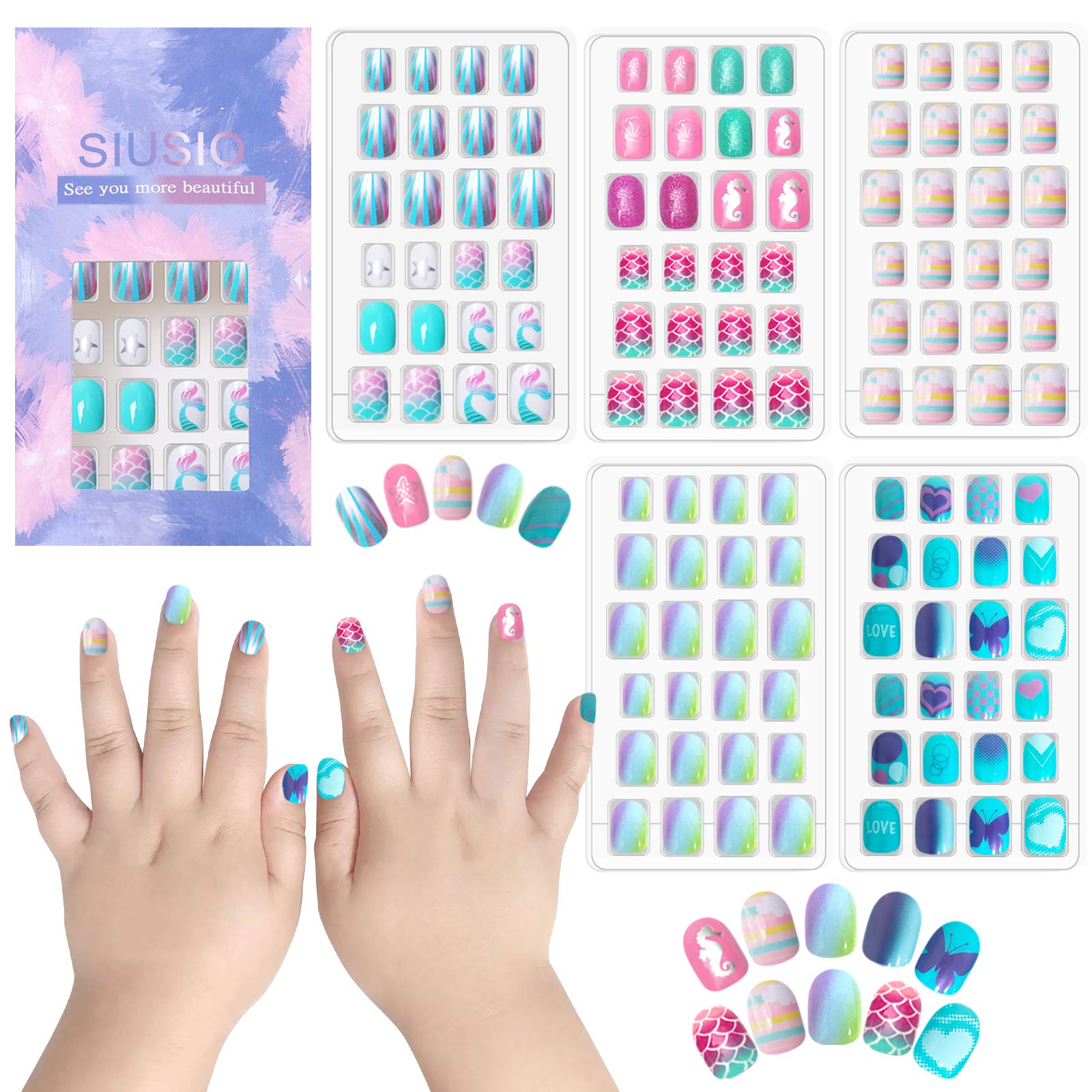  120 Pieces Press on Nails Children Fake Nails