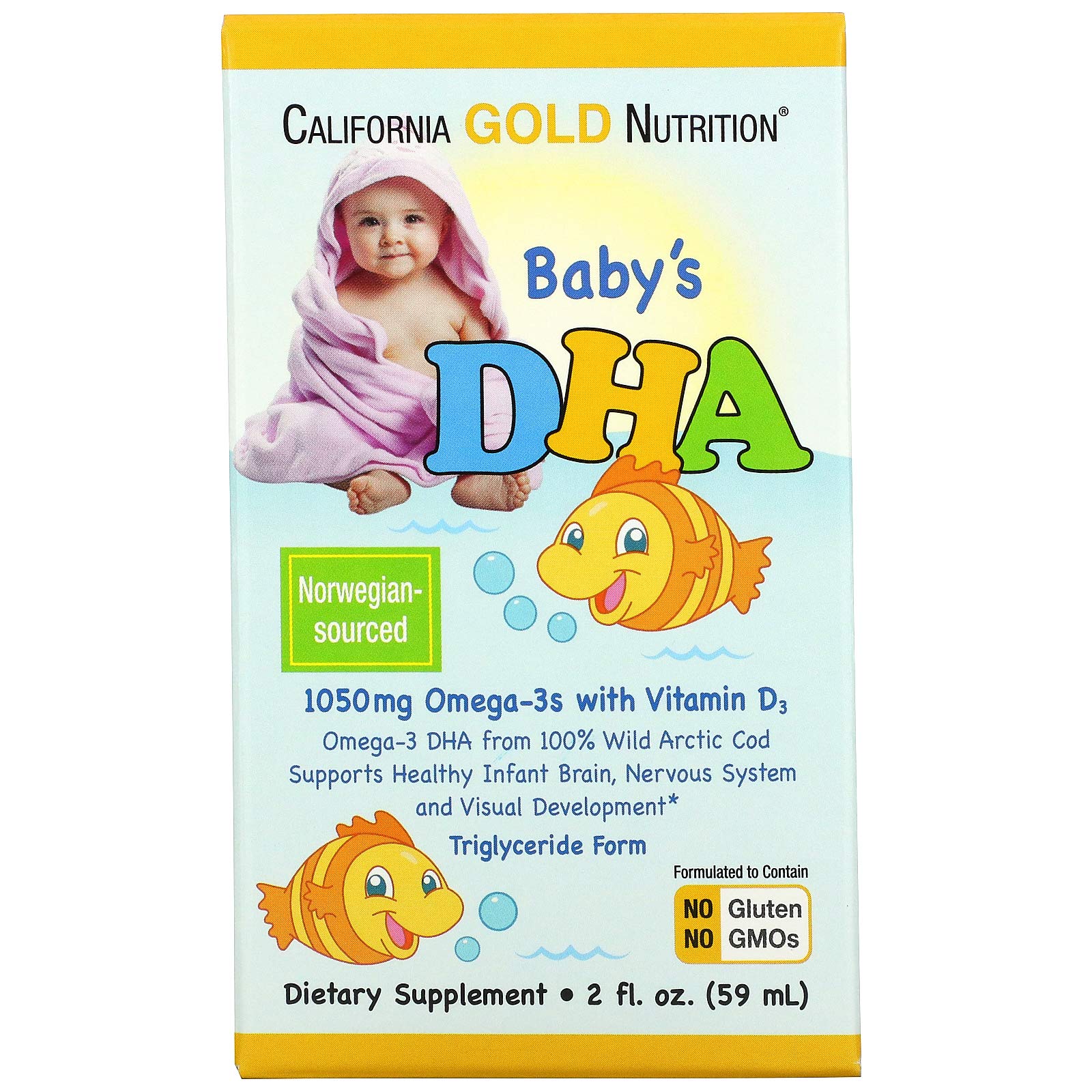 California Gold Nutrition Baby's DHA Omega-3 with Vitamin D3 1050mg 2 ...