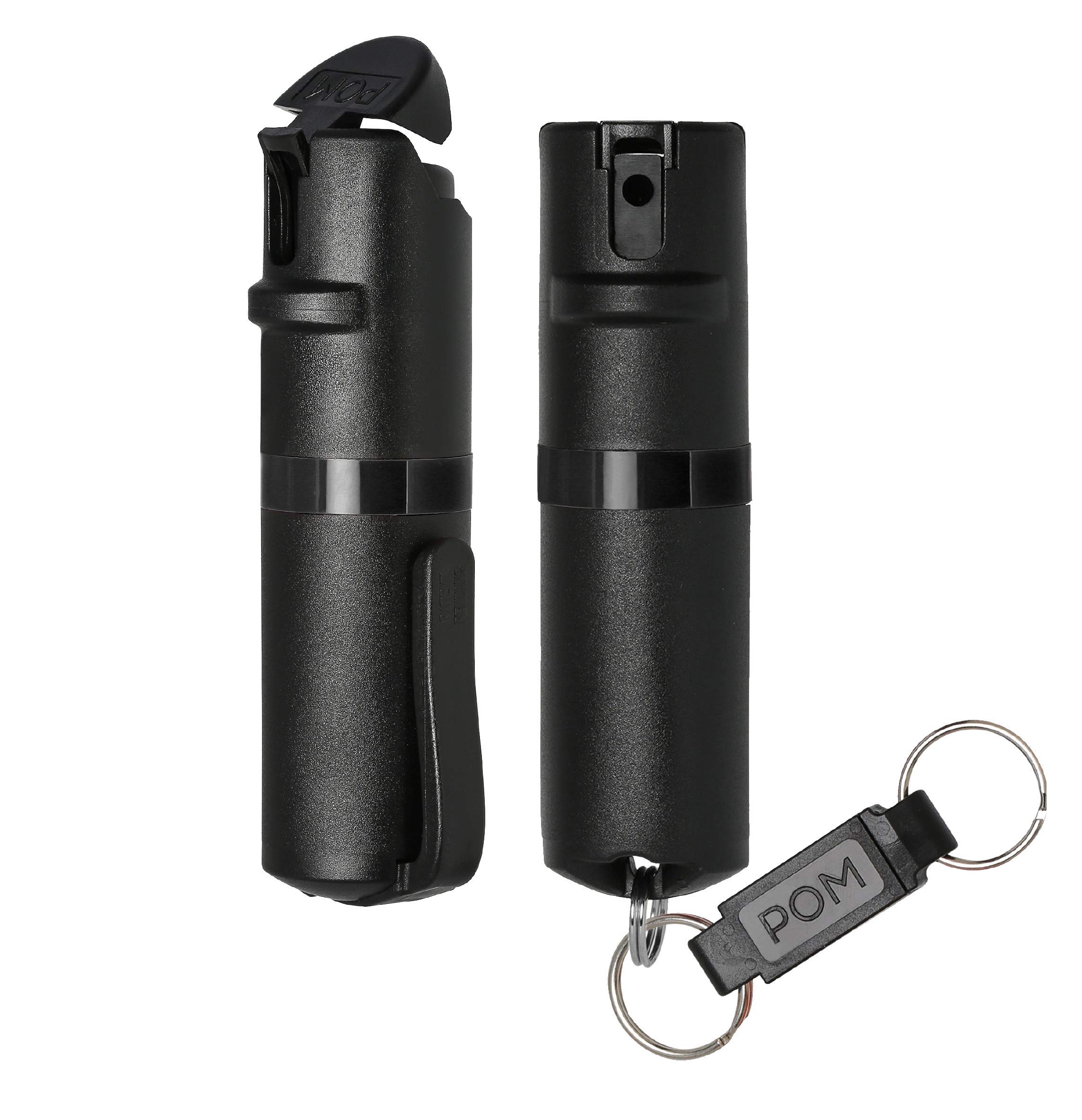 POM Pepper Spray Combo Pack Clip & Keychain - Maximum Strength OC Spray Self  Defense- Tactical Compact & Safe Design - 25 Bursts & 10 ft Range - Stream  Spray Pattern Black and Black