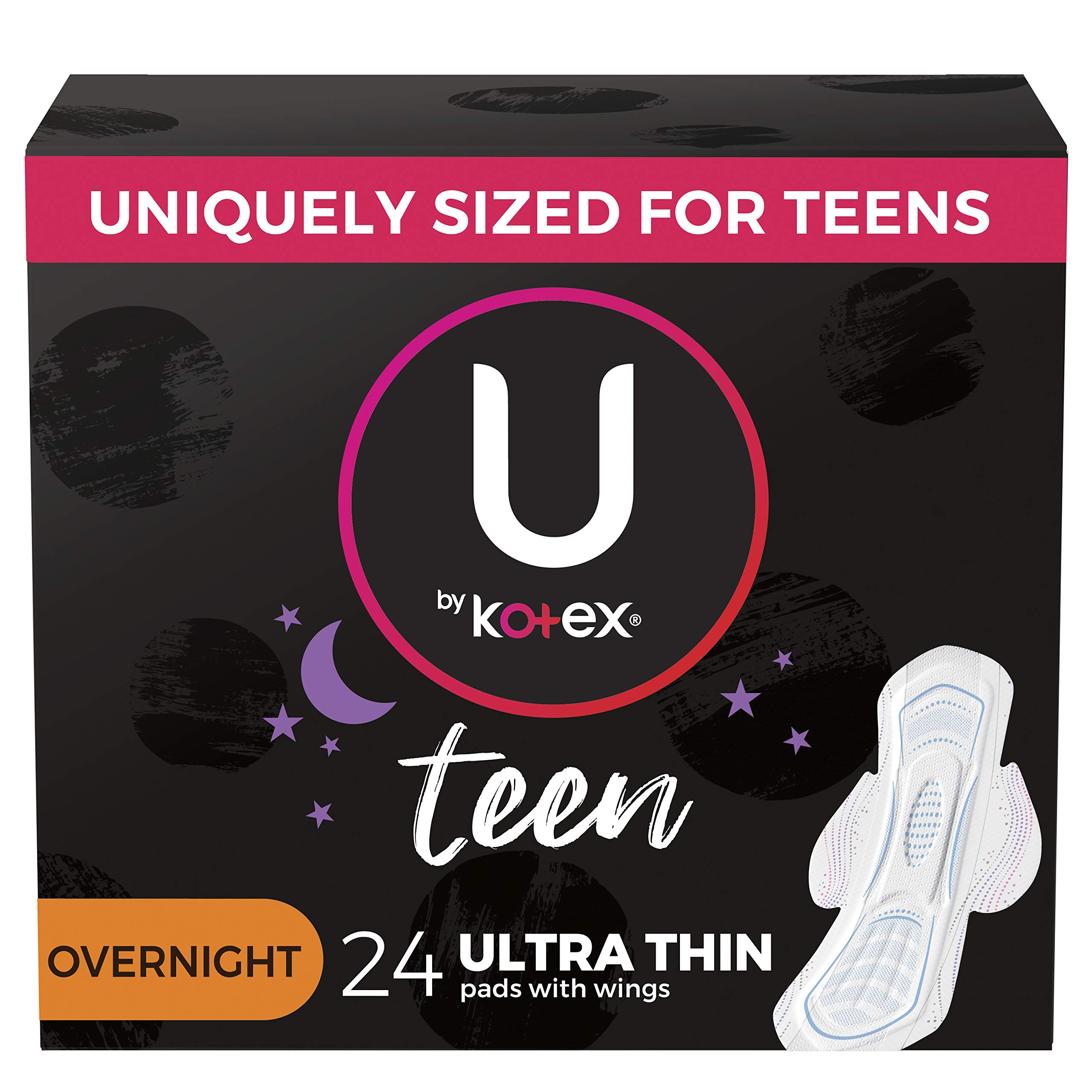 U by Kotex Teen Ultra Thin Feminine Pads with Wings Overnight