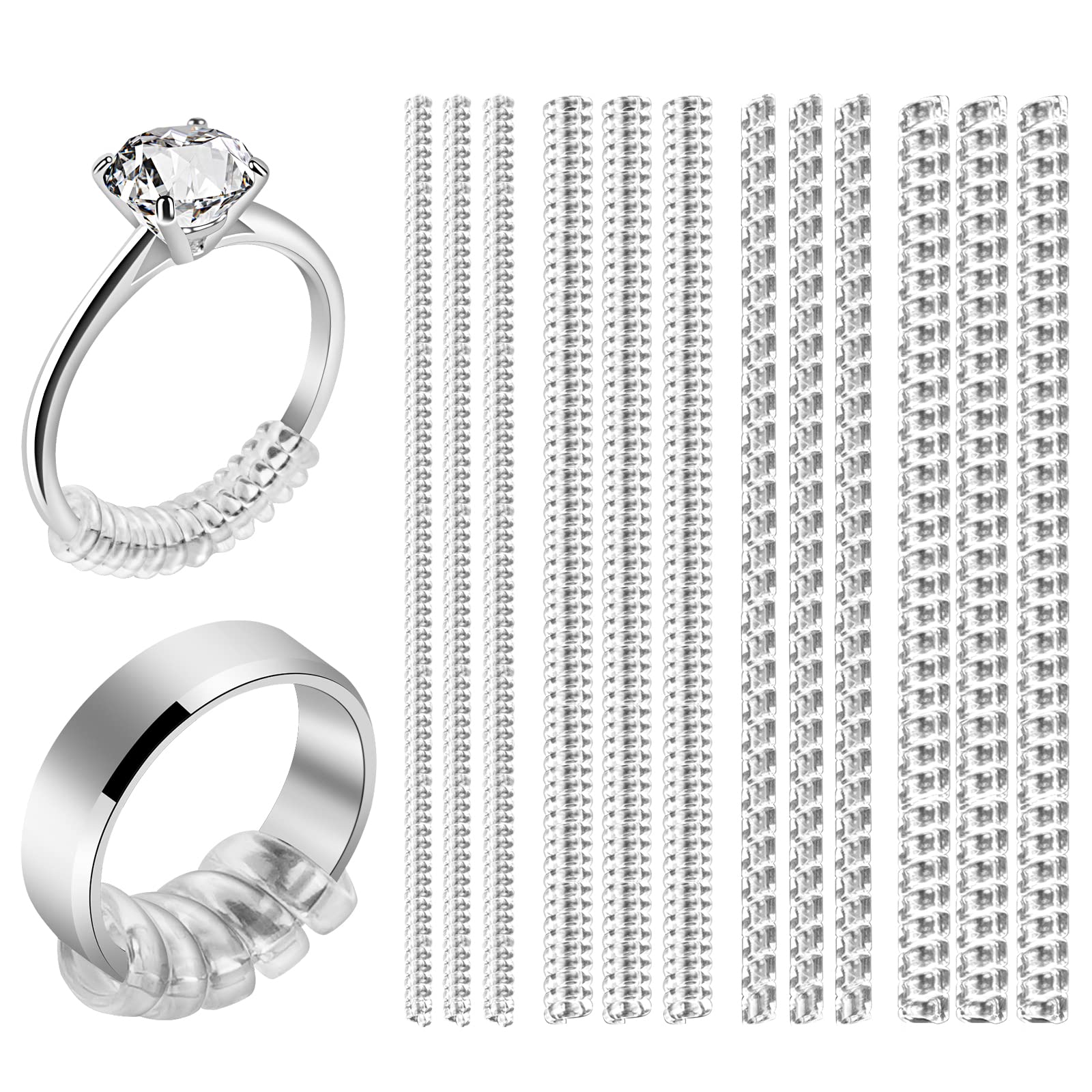  Ring Sizer Adjuster for Loose Rings - 12 Pack, 2 Sizes for  Different Band Widths – Silicone Ring Size Adjuster - Invisible Ring Guards  for Women and Men by 5 STARS