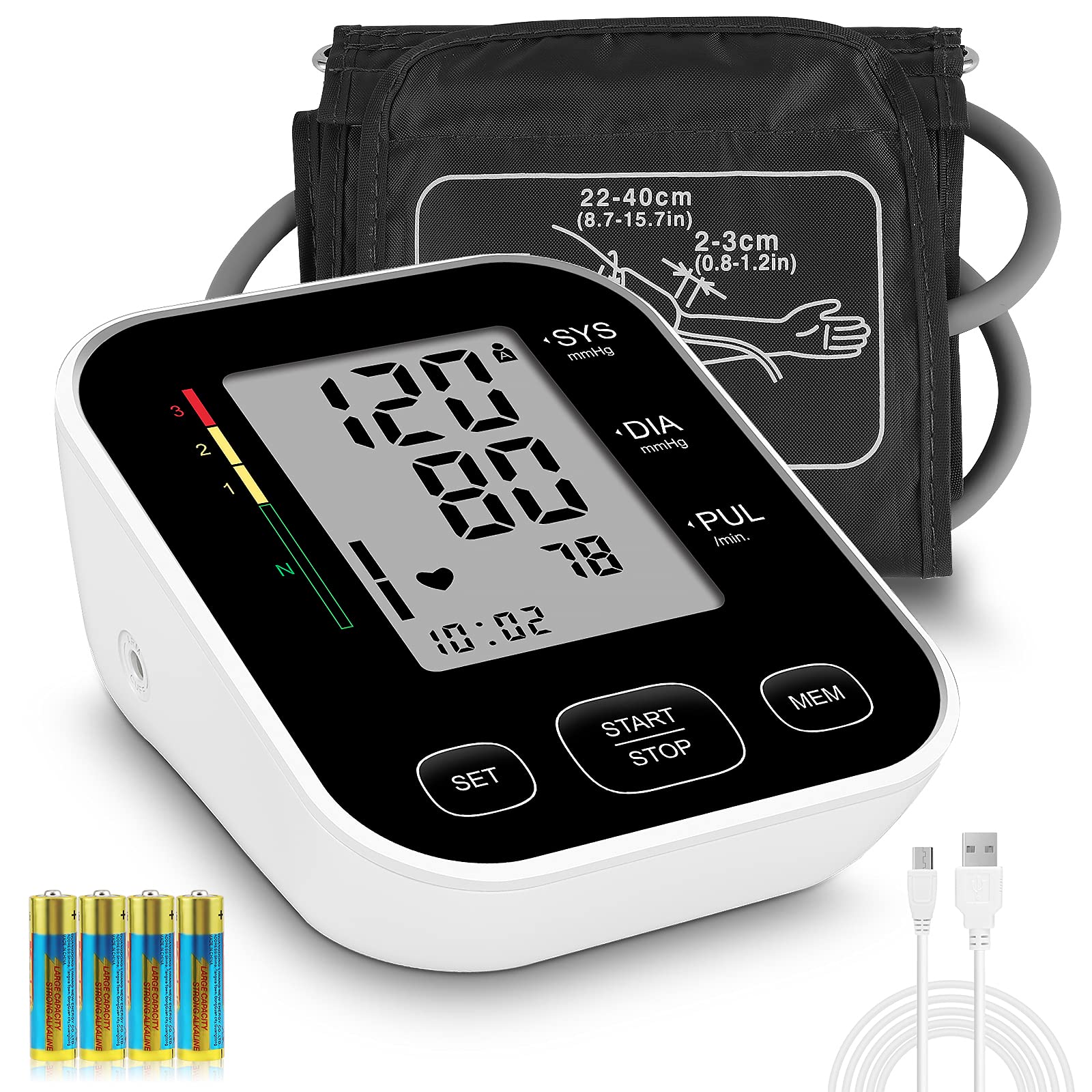 Digital Upper Arm Automatic Blood Pressure Monitor w/ LCD Display