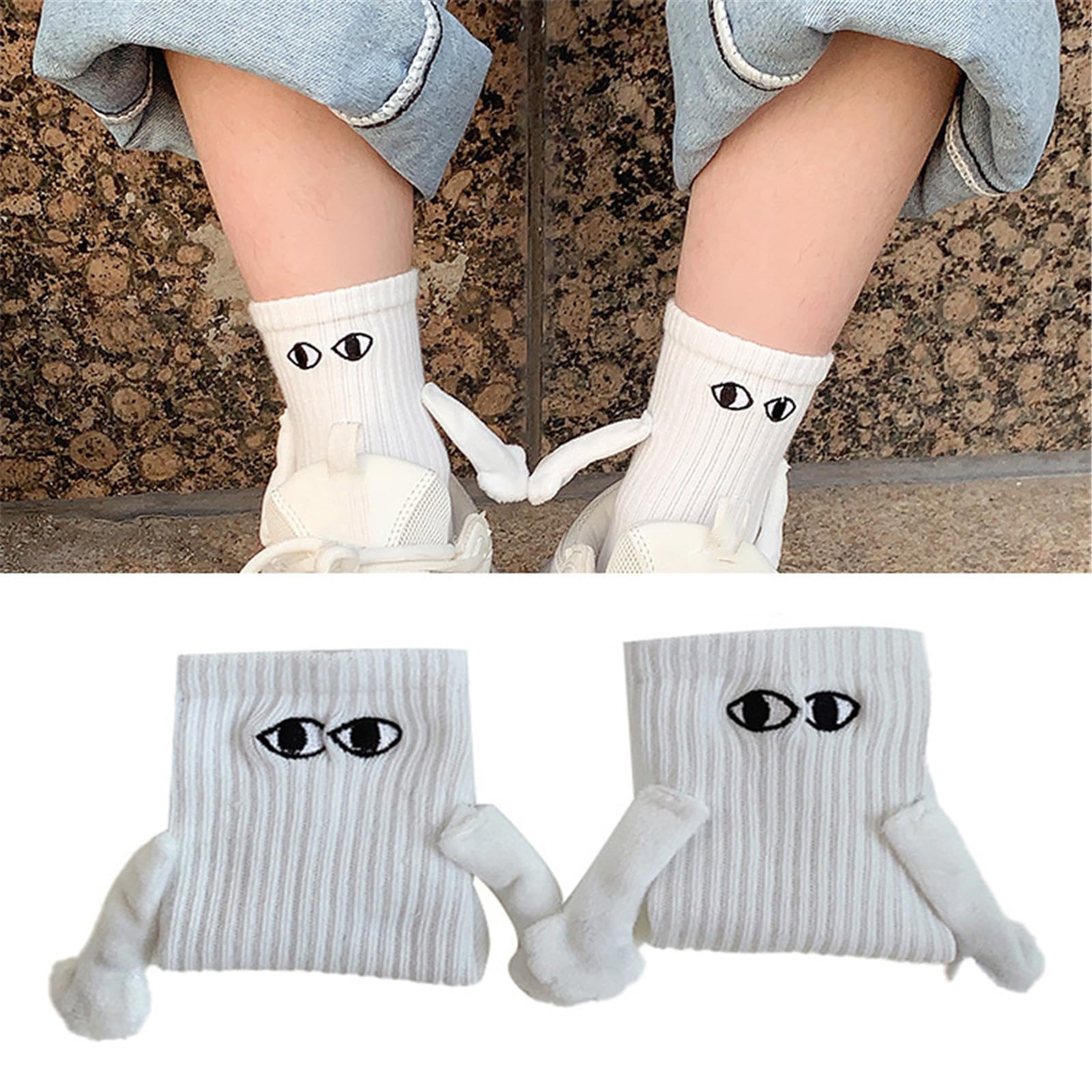 Magnetic Sucktion 3D Doll Couple Socks Couple Holding Hands Funny Socks ...