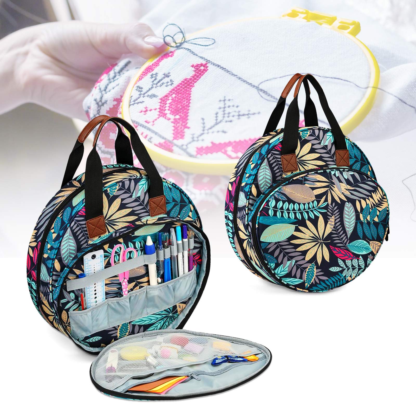 Embroideries Bags Embroidery Storage Embroidery Project Bag 600D Oxford Bag  for Cross Stitch Embroidery Supplies Multifunctional Portable Carrying Bag  Beginner Embroidery Kit for Adults (Bag ONLY)
