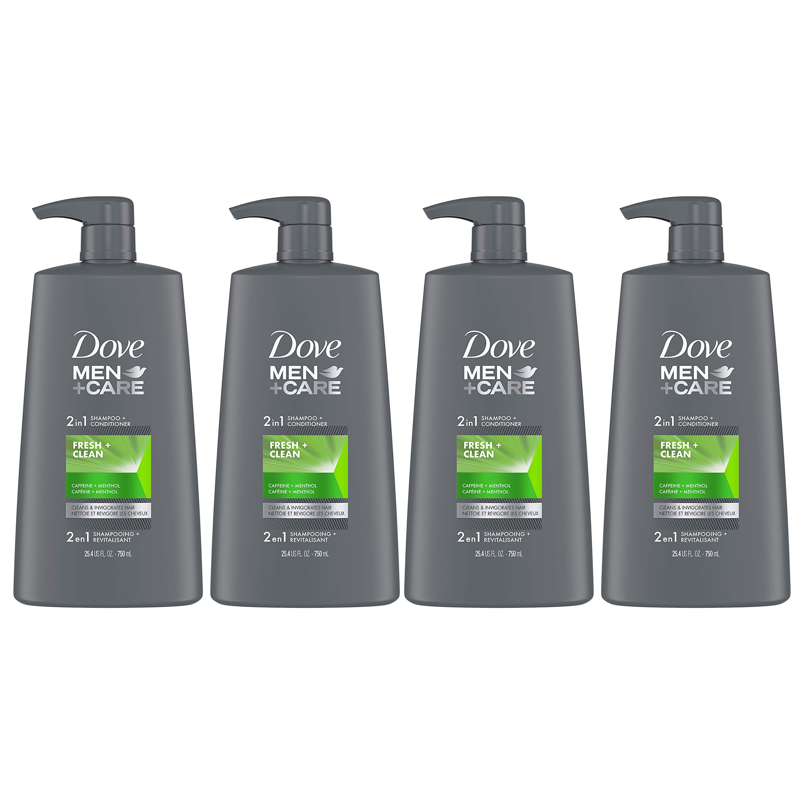 Dove Men+Care 2-in-1 Shampoo and Conditioner Nourishes and Invigorates  Fresh and Clean Helps Strengthen Hair  oz, Pack of 4
