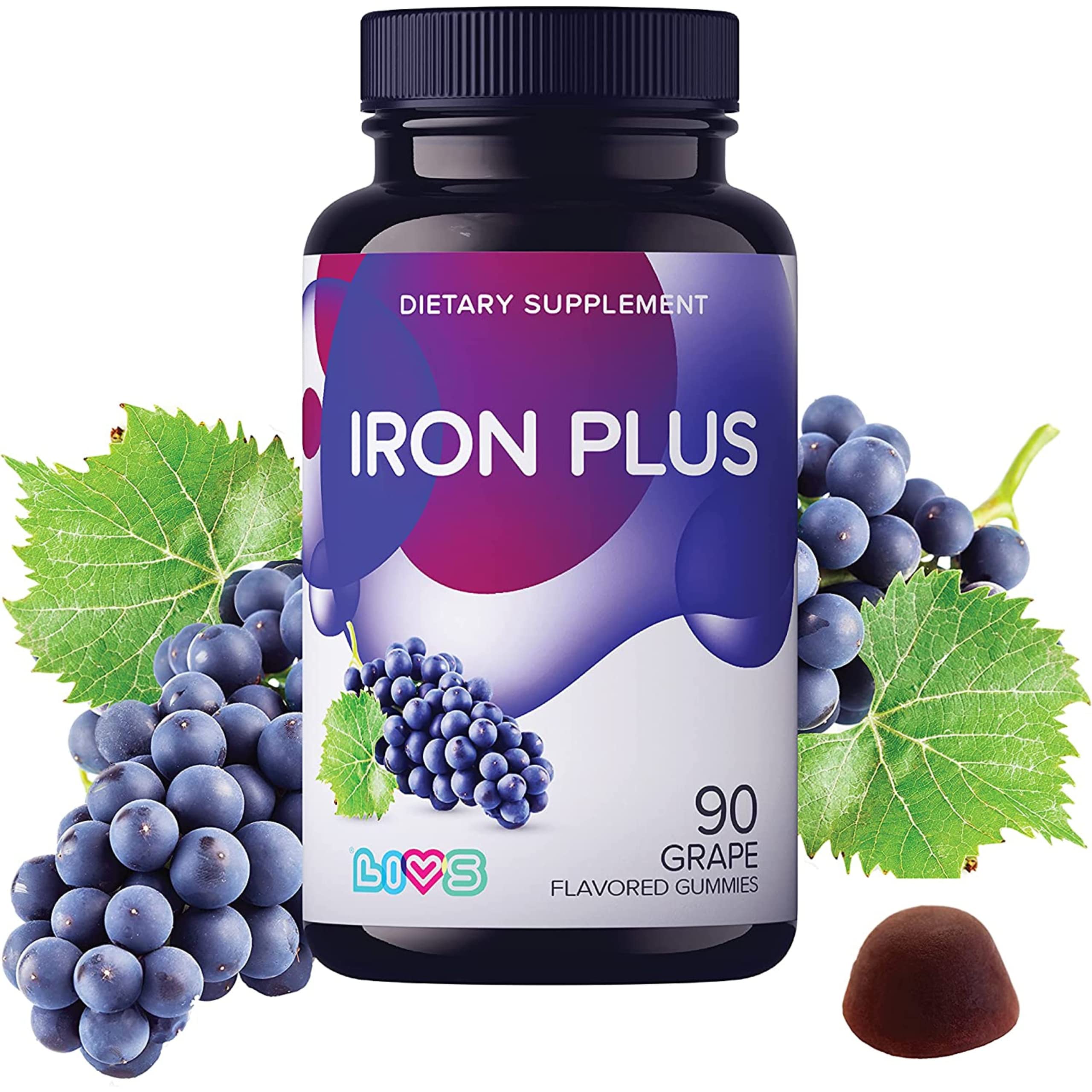 LIVS Iron Plus Gummy Vitamin Iron with Vitamin C Iron Gummies for