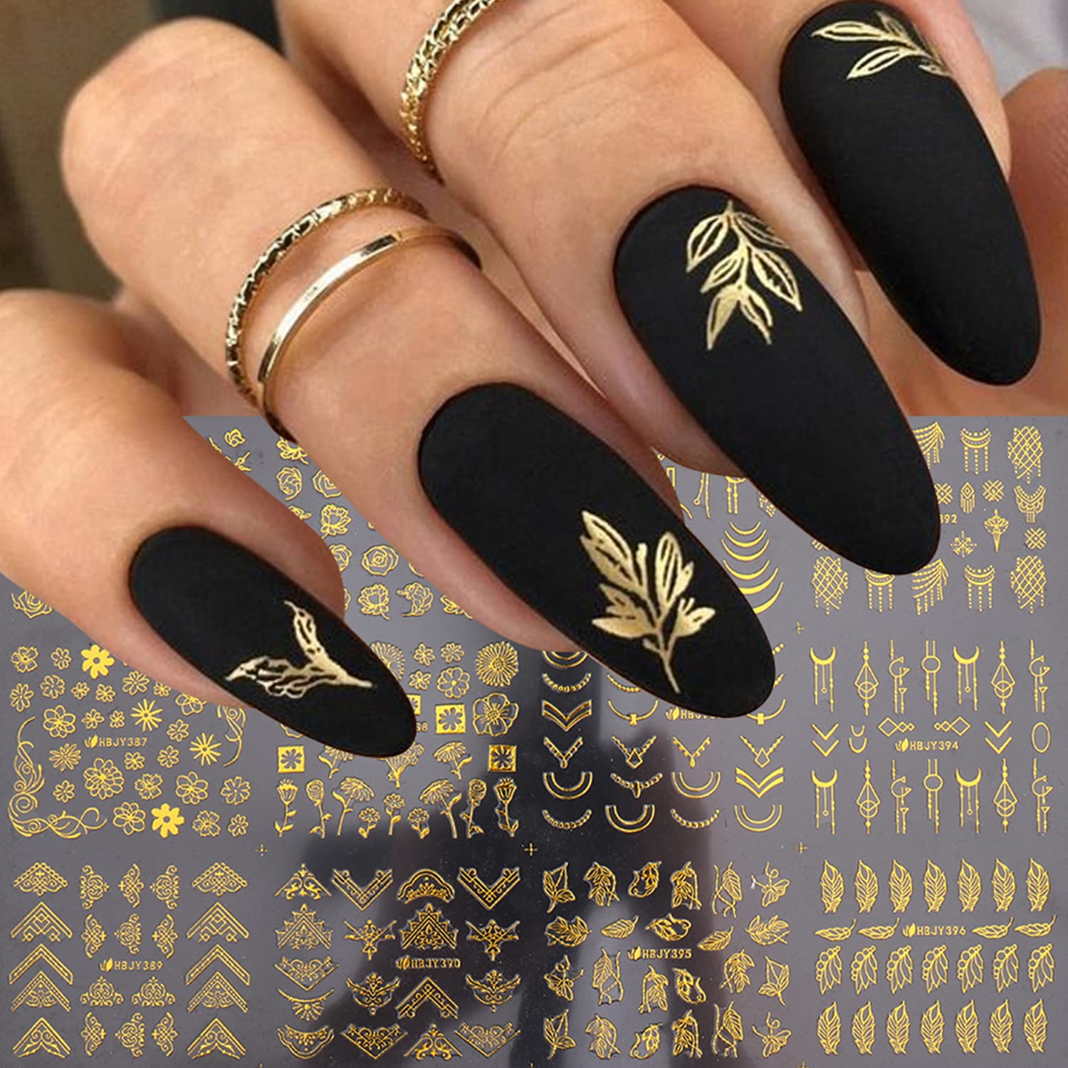 1 Sheet Nail Art Stickers Black Gold White Butterfly Design Adhesive Nail  Art Decorations Flowers Nail Sticker Decals - Etsy