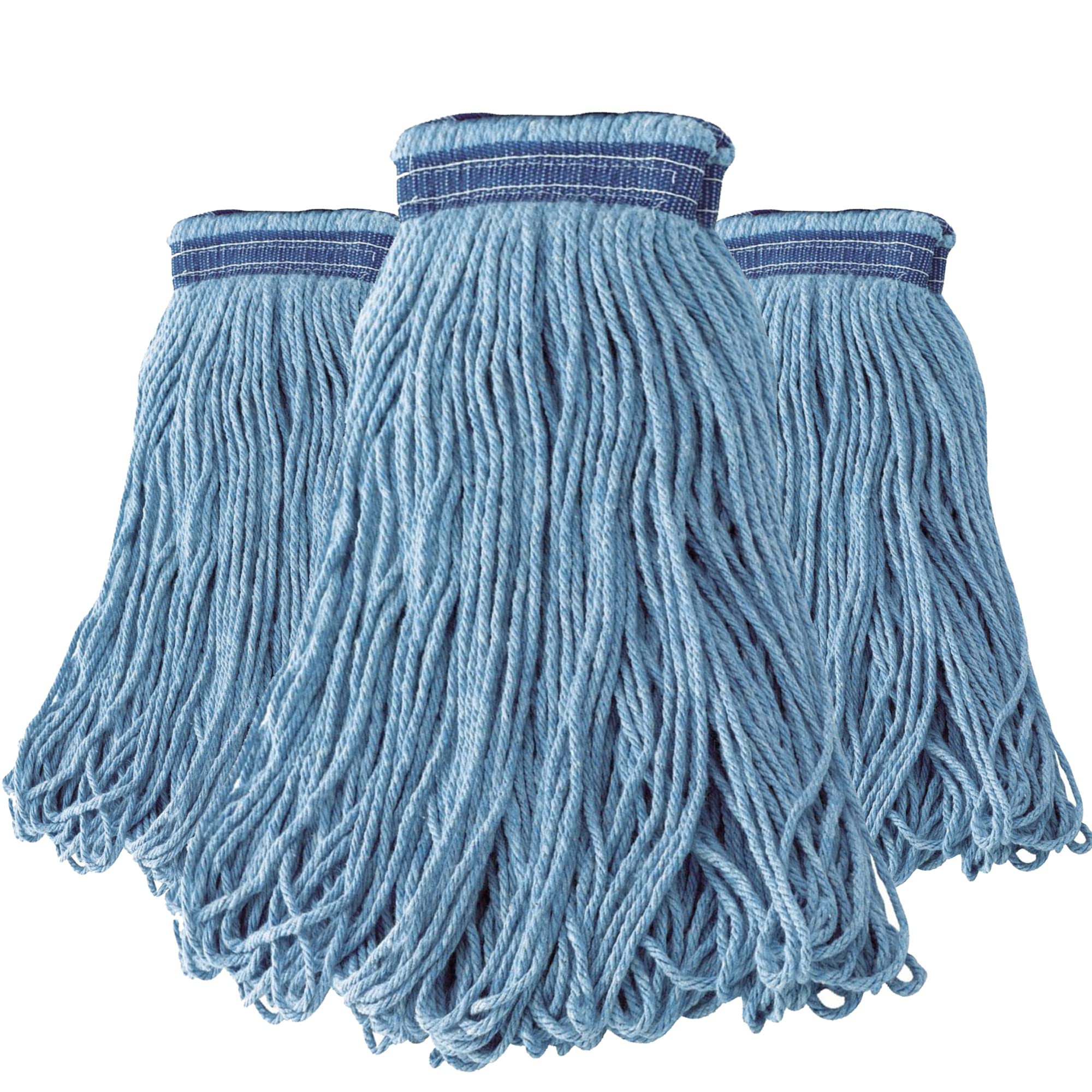 3 Pack) Mop Head Replacement, Mop Heads Commercial Blue Cotton Looped End  String, Wet Industrial Cleaning