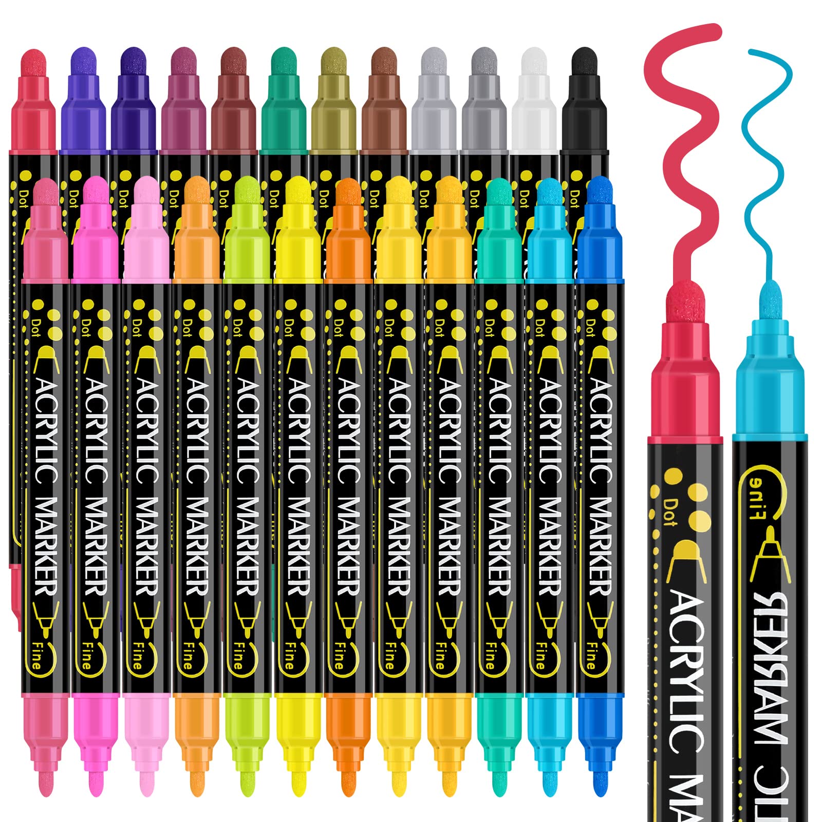  Acrylic Paint Markers Set - 12, Broad Tip-Tip Acrylic Paint  Pens For Rock Painting, Glass, Wood, Canvas And Fabric - Non-Toxic,  Permanent Acrylic Markers For Pumpkin Painting Kit