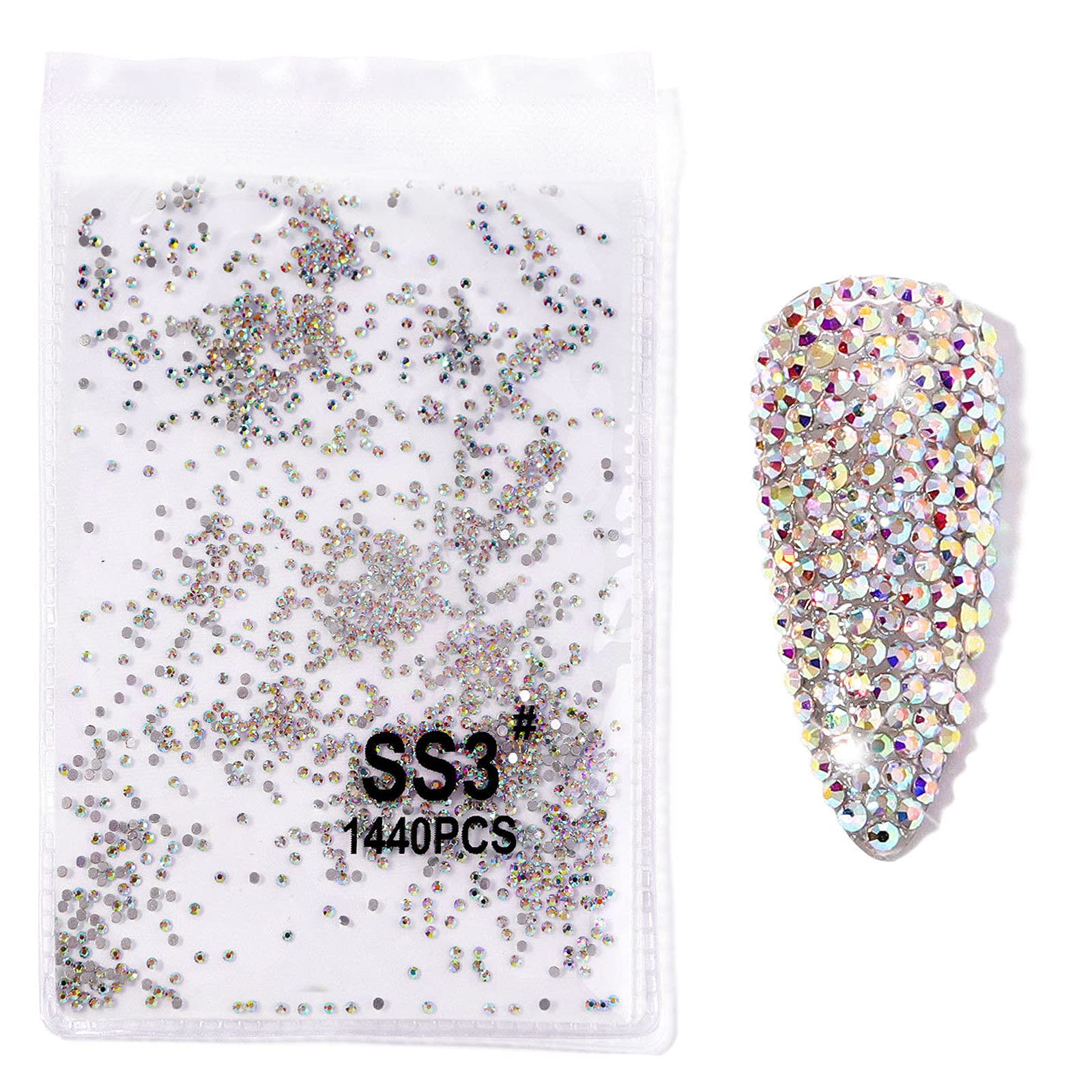 beadsland 1440pcs Flat Back Crystal Rhinestones Round Gems for Nail Art and  C