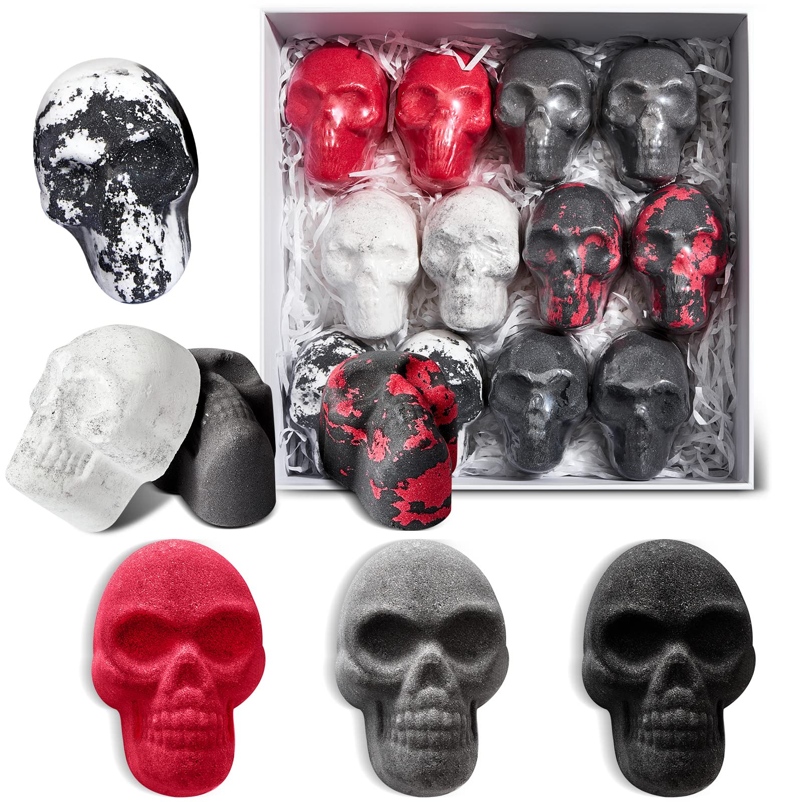 Lounsweer 12 Pcs Bath Bombs Gift Set Skull Bath Bomb Halloween Bath Bombs  Handmade Bath Bombs Goth Gifts 4.23 oz Bath Bomb Bathroom Gothic for Women  Bubble Bathbombs Witchy Halloween Decor(6 Colors)