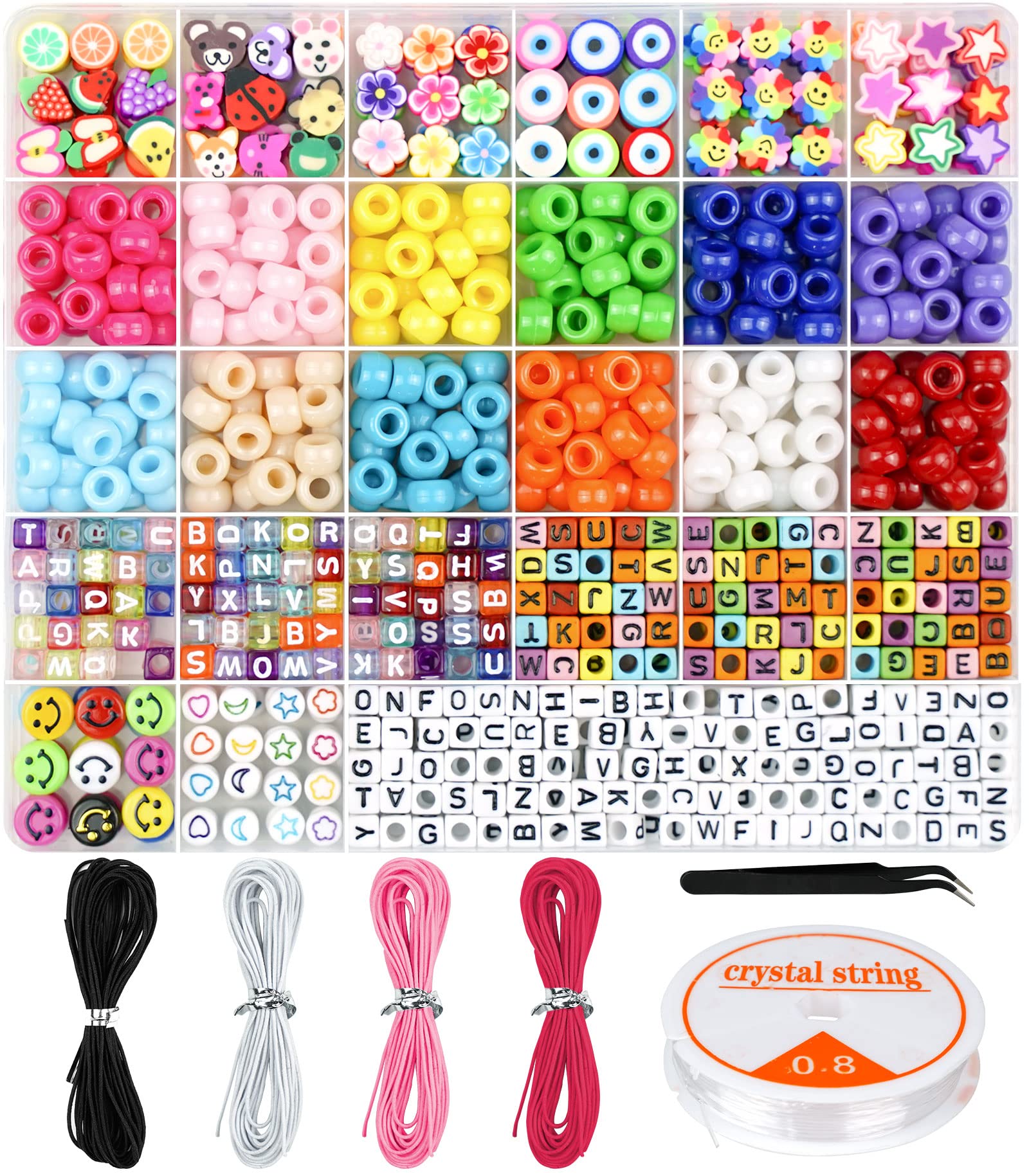 Dowsabel Bracelet Making Kit Beads for Bracelets Making Pony Beads Polymer  Clay Beads Smile Face Beads Letter Beads for Jewelry Making DIY Arts and  Crafts Gifts for Girls Age 6 7 8 9 10-12