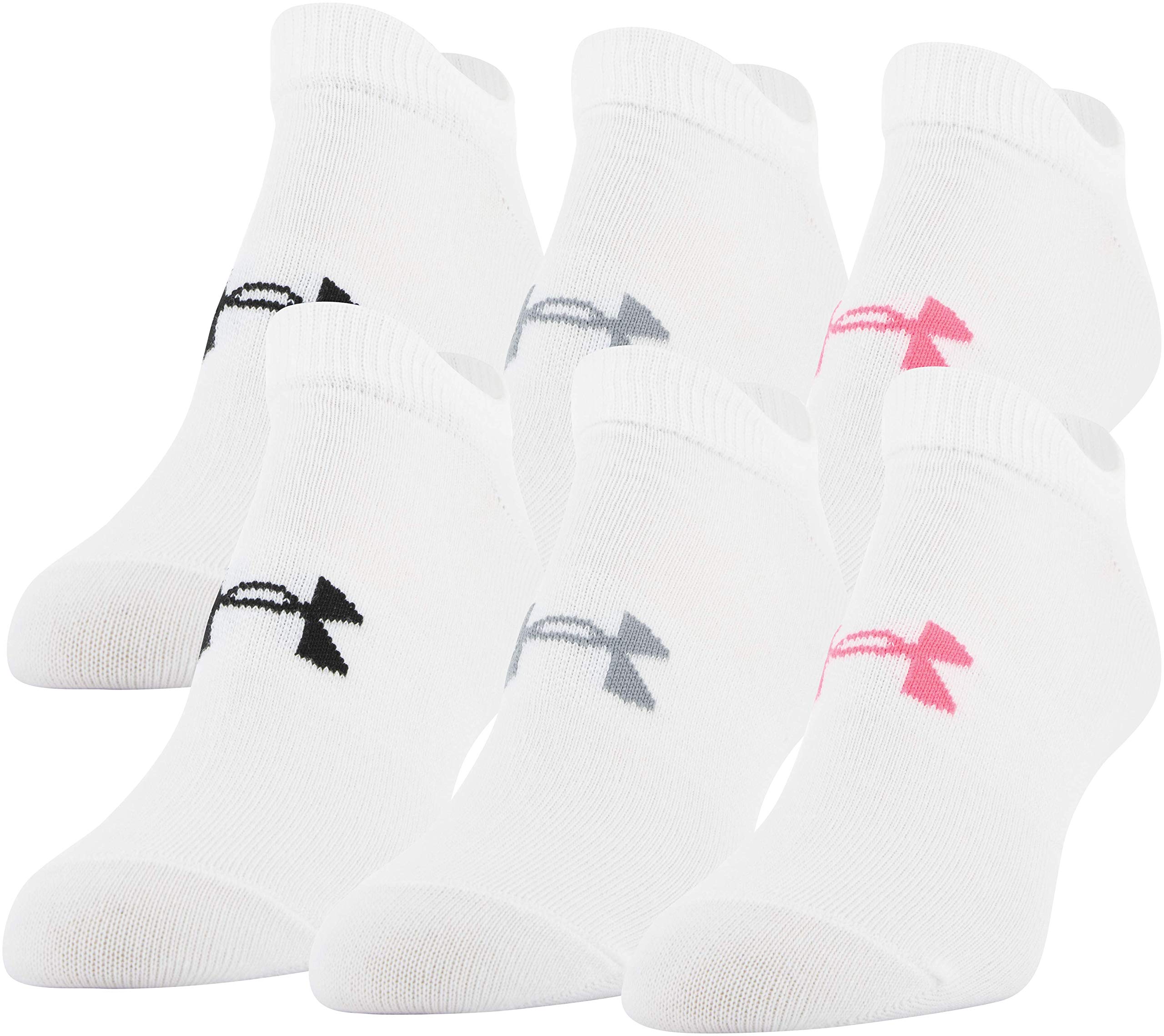 Under Armour Women's Essential 2.0 Lightweight No Show Socks, 6-Pairs ,  White/Cerise Assorted , Medium : : Clothing, Shoes & Accessories