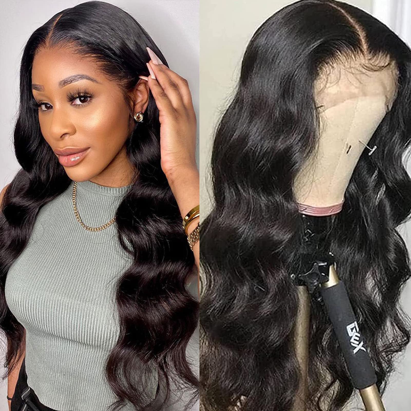 BLY 13x4 HD Transparent Lace Front Wigs Human Hair 250% Density Body Wave  Brazilian Natural