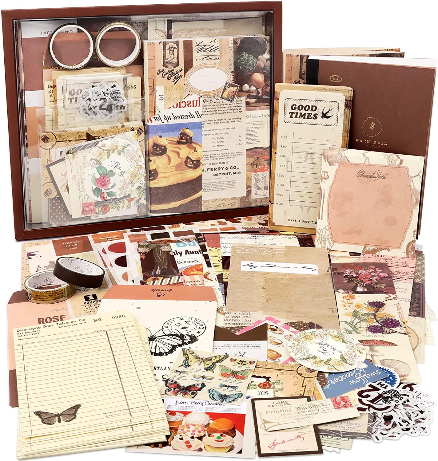 Draupnir Vintage Aesthetic Scrapbook Kit(346pcs), Bullet Junk Journal Kit  with Journaling/Scrapbooking Supplies, Stationery, A6 Grid Notebook with  Graph Ruled Pages.DIY Gift for Teen Girl Kid Women.