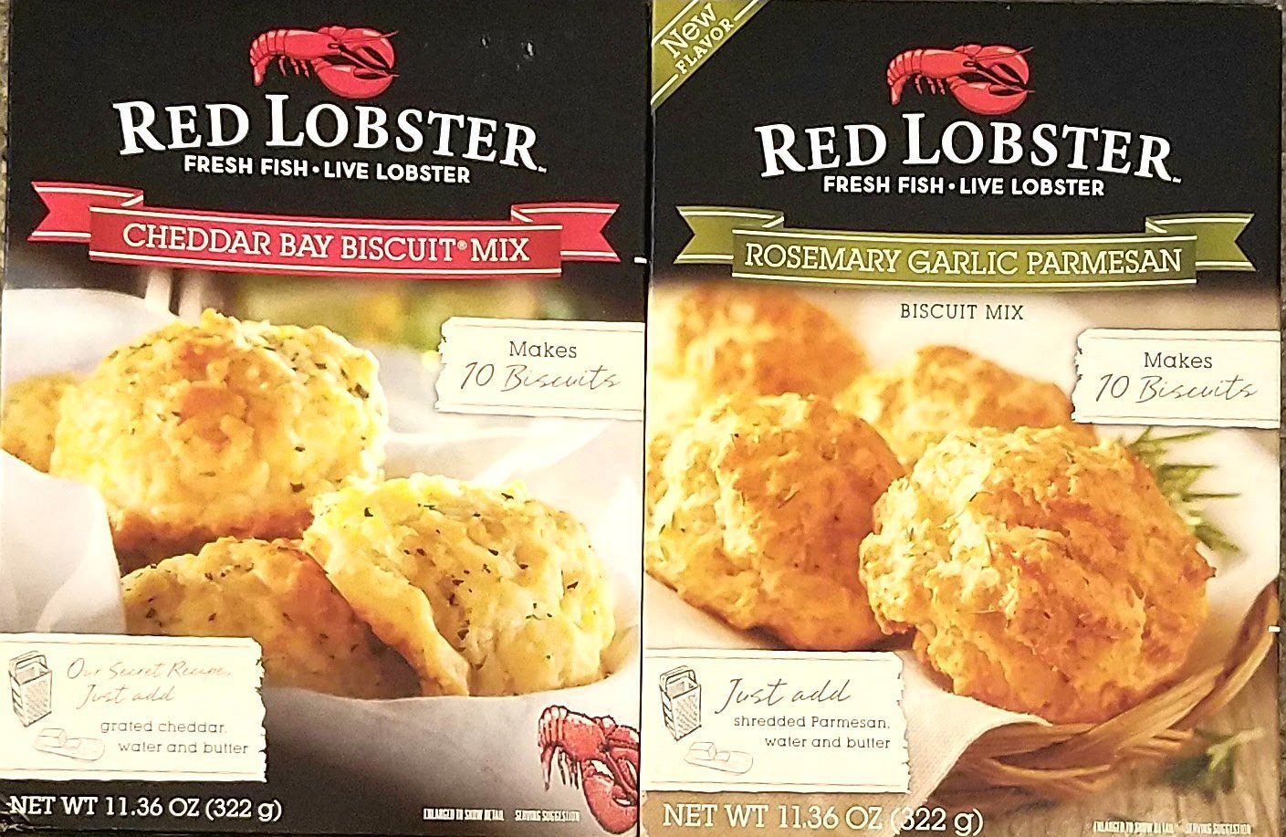 Variety Pack of 2 Red Lobster Biscuit Mixes - Cheddar Bay & Rosemary Garlic  Parmesan