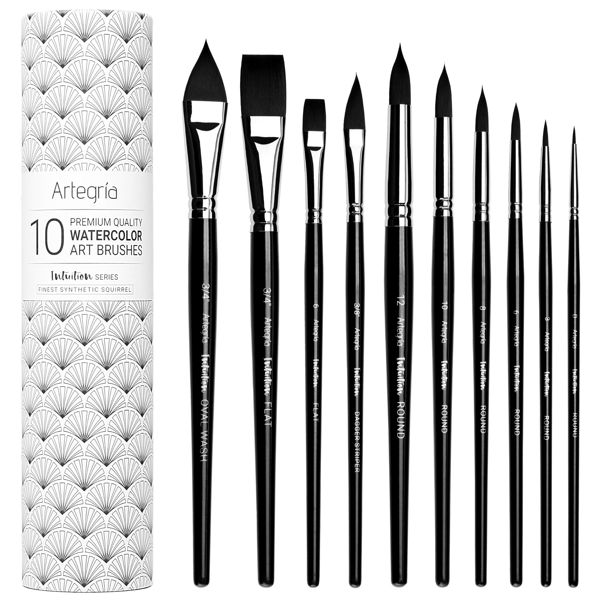 Premium Fine Detail Artist Paint Brushes Set of 10 for Acrylic Watercolour