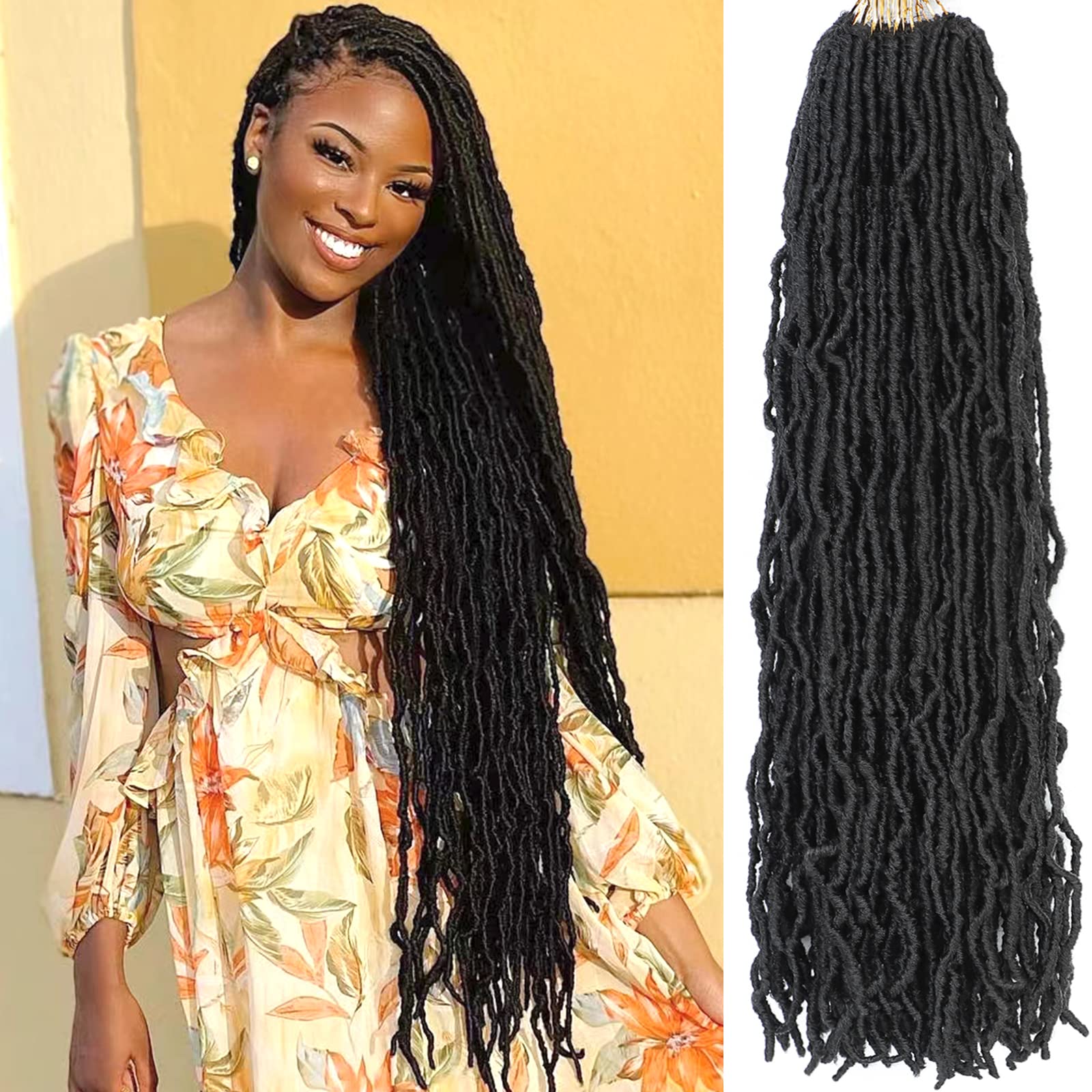 Faux Locs Crochet Hair Soft Locs 30 Inch 7 Packs Long Black Crochet Locs  For Natural Butterfly Locs Crochet Hair For Women Goddess Locs Synthetic  Pre looped Crochet Braids (30 Inch (Pack