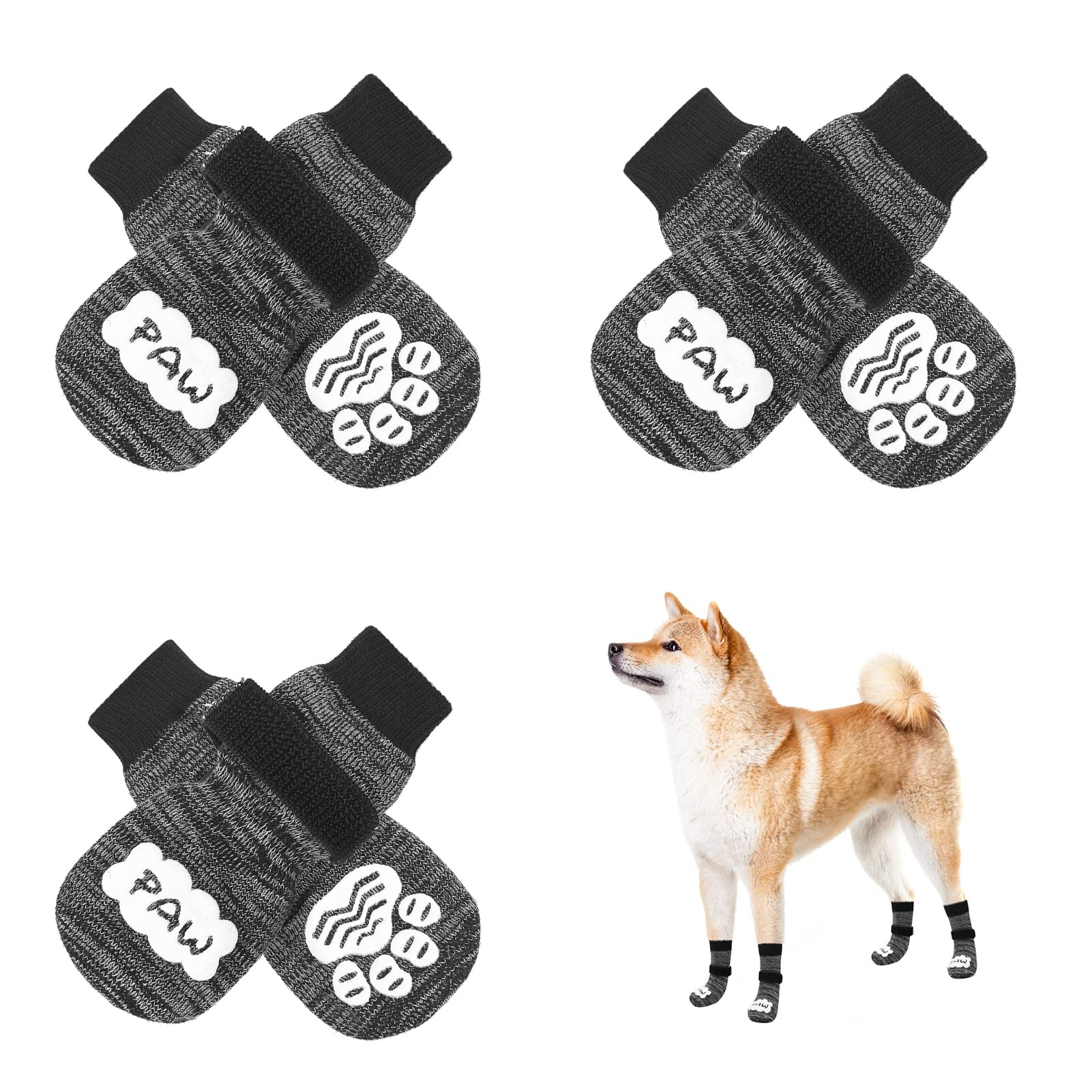 EXPAWLORER Double Side Anti-Slip Dog Socks - 3 Pairs Dog Grip