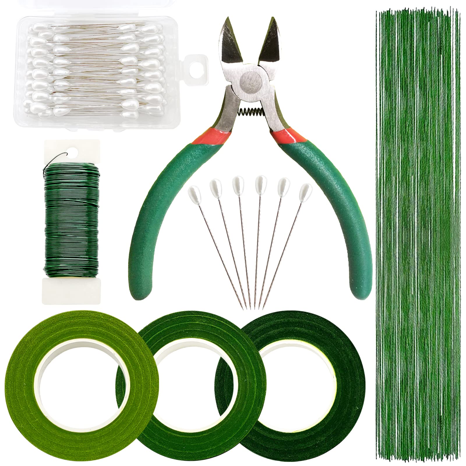 Floral Arrangement Kit Floral Tape and Floral Wire with Cutter Flower  Arrangements Supplies 22 Gauge Paddle Wire 26 Gauge Green Floral Wire  Boutonniere Pin for Bouquets Crafts Wedding Wreath Making