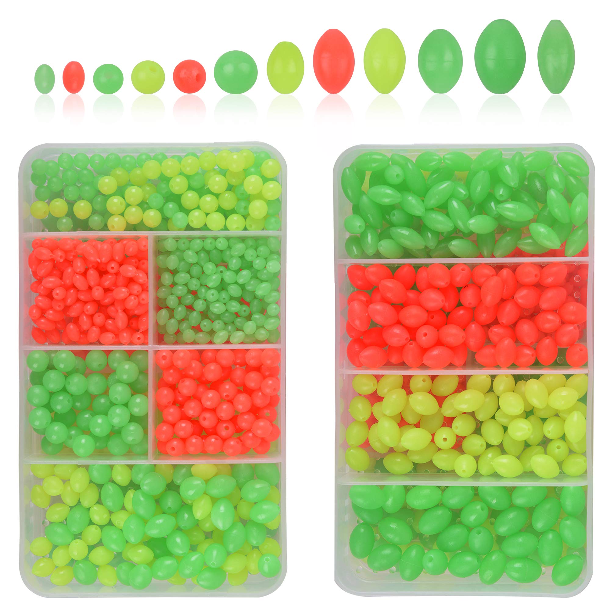 Glow Fishing Beads Assorted Kit - 1000pcs/box Luminous Soft Plastic Fishing  Beads Oval Round Fluorescent Egg
