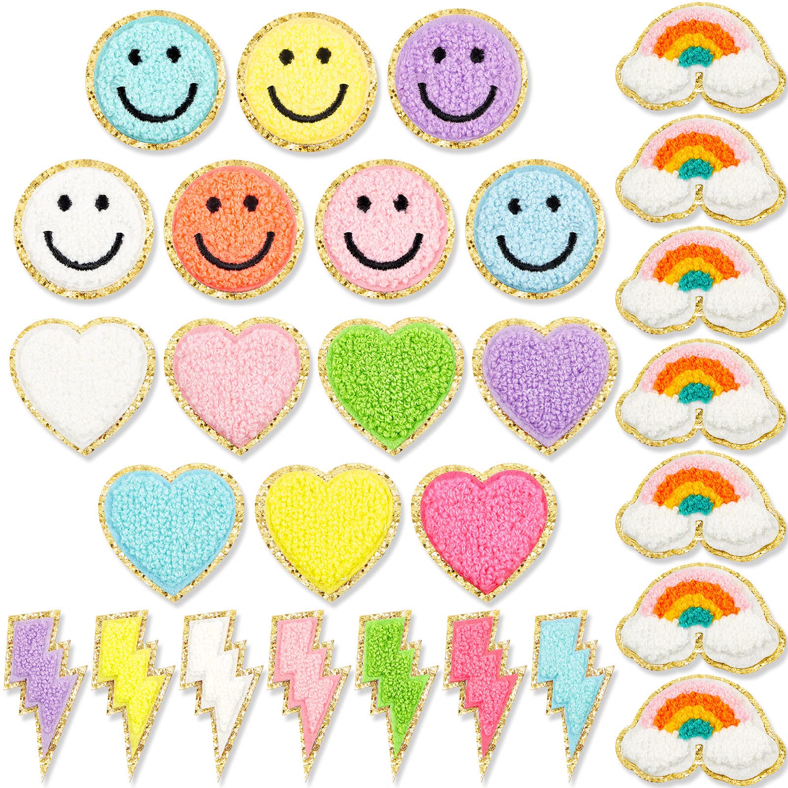 28 Pcs Iron On Patches Colorful Sew Iron on Patch Cute Chenille