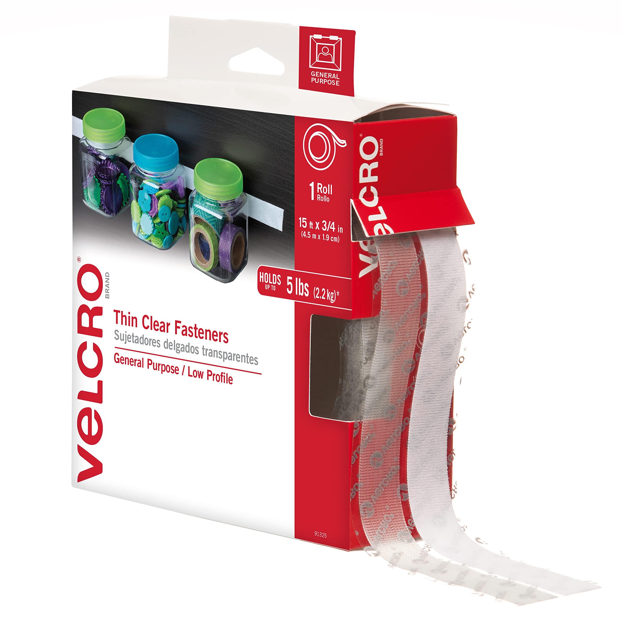 Velcro Sticky Back Squares, 7/8- Clear