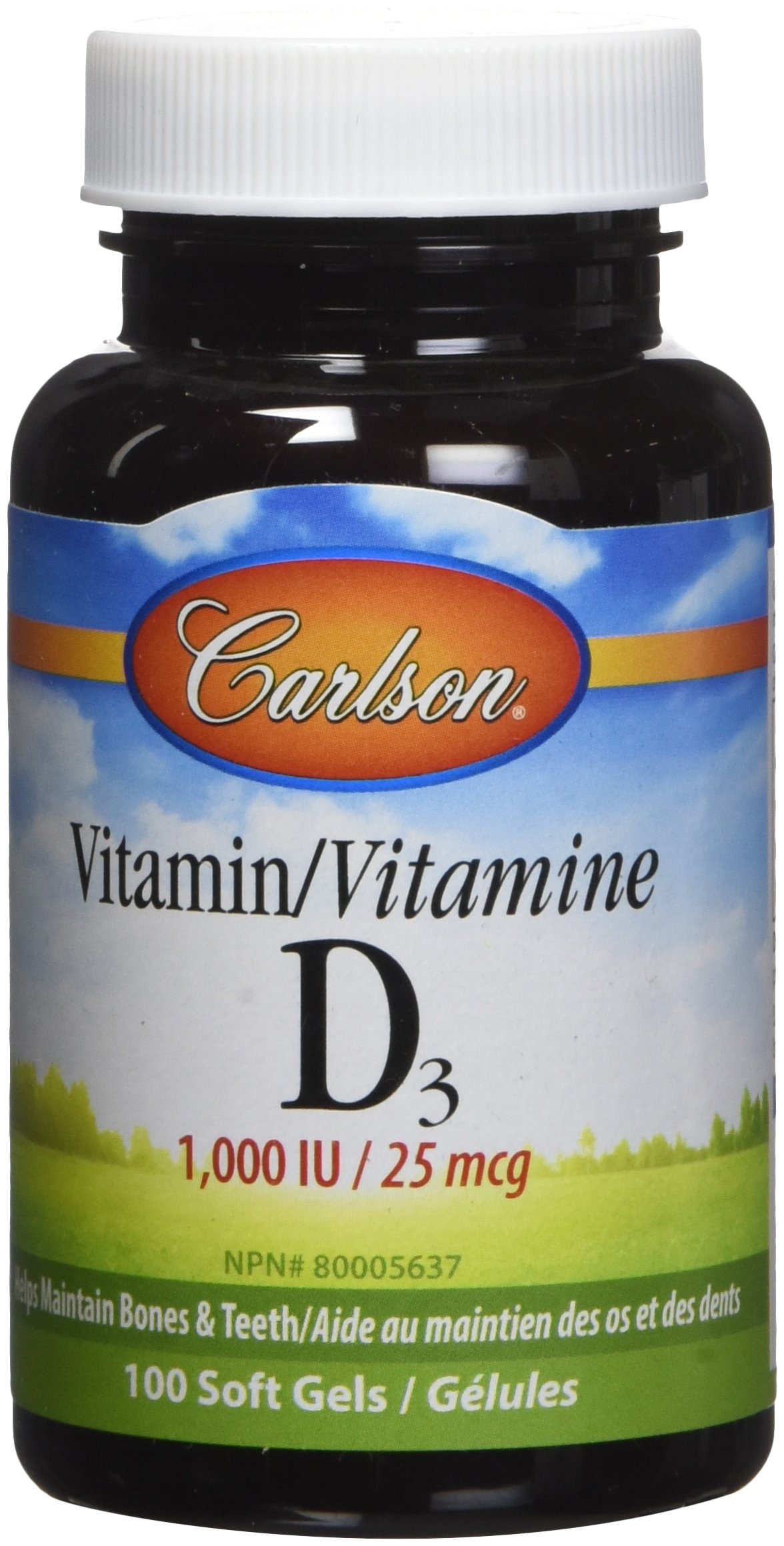 Carlson Vitamin D3 1000 IU Softgels Unflavored 100 Count