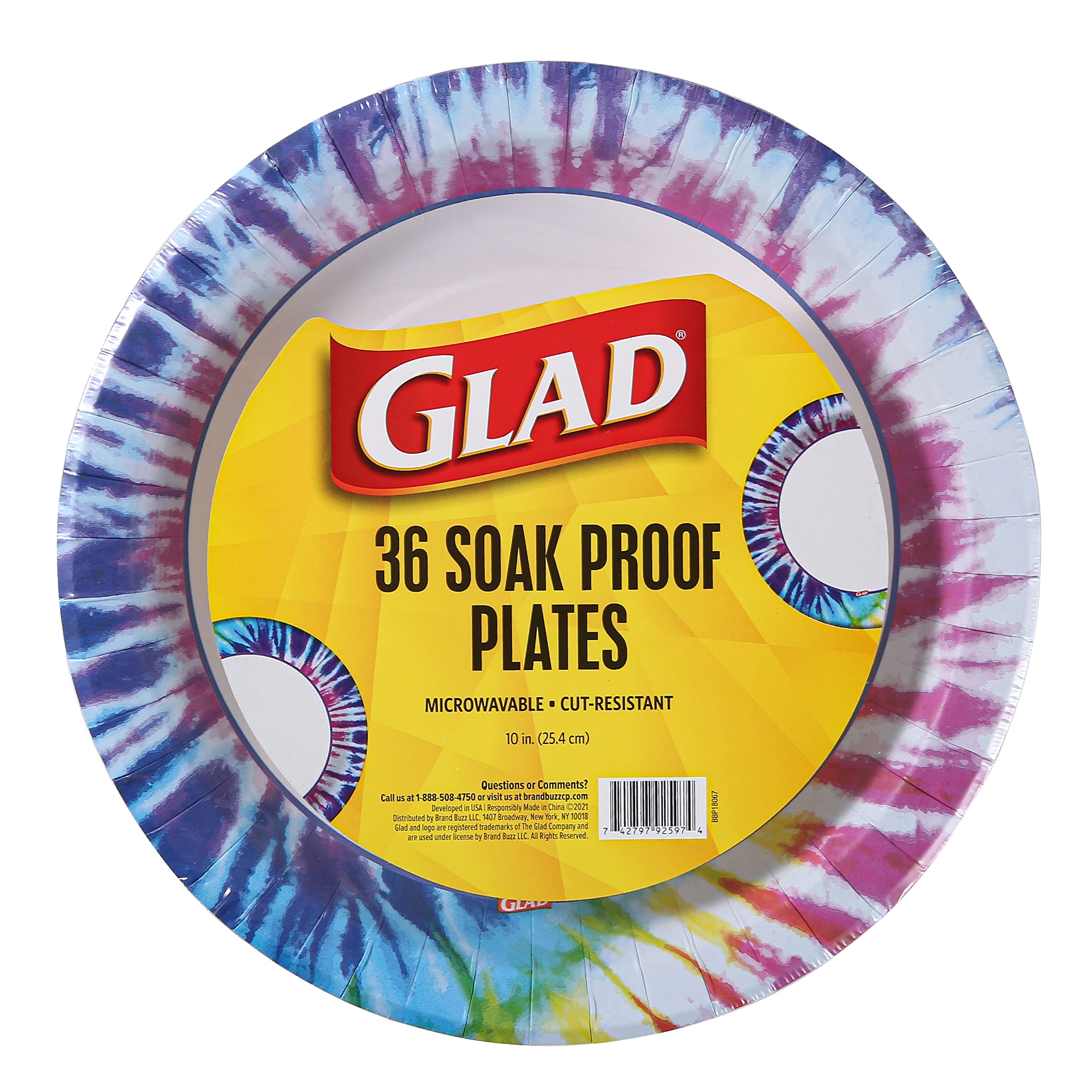 Glad Everyday Round Disposable Paper Plates with Groovy Daisy Design | Cut-Resistant, Microwavable Paper Plates for All Foods & Daily Use | 10
