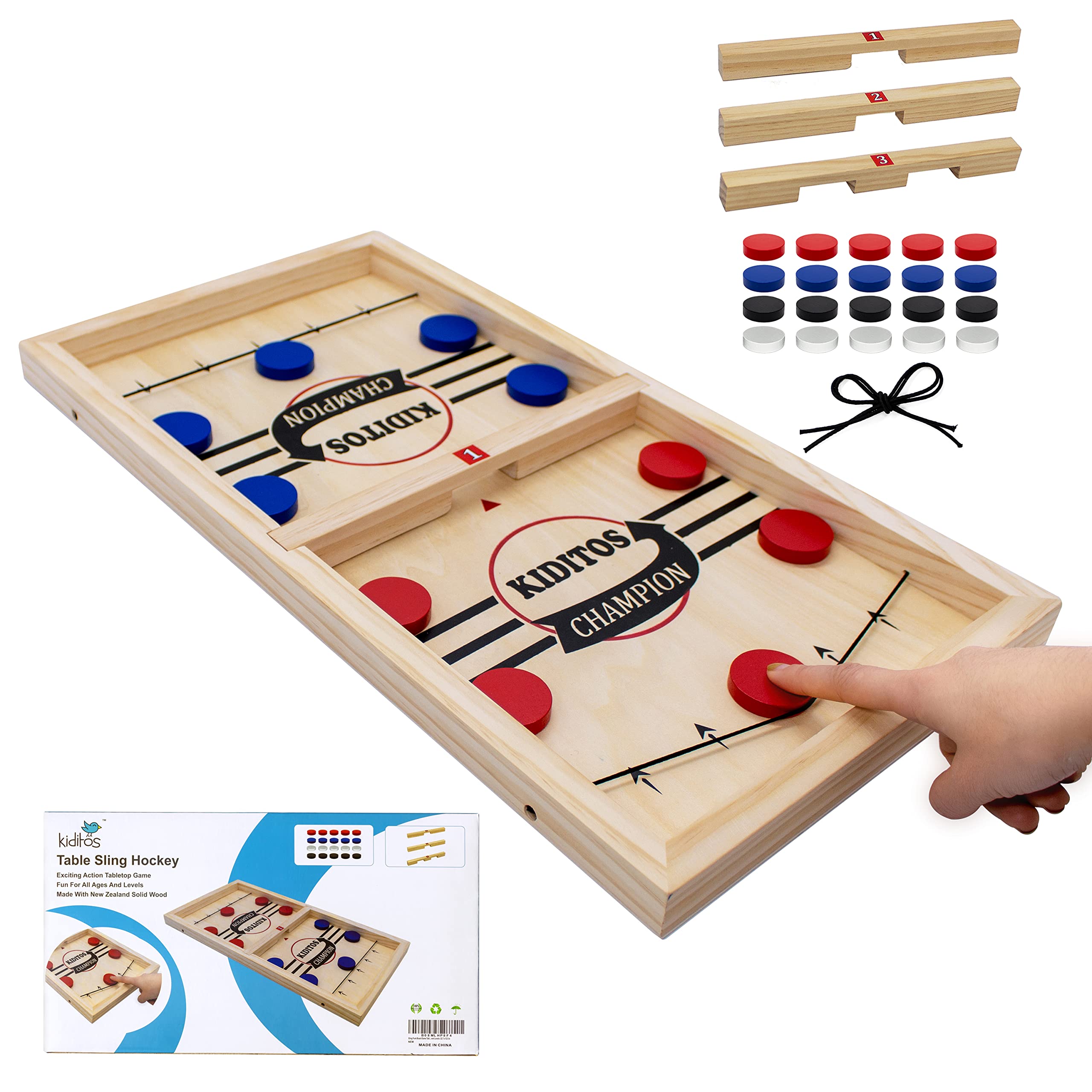 Sling Puck Game and Chess Game,Fast Sling Puck Game,Wooden Board Game for  Kids and Family,Sling Puck Winner Board Games for Family, Birthday Gift 