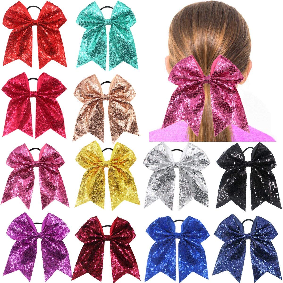 Glitter Ribbon Cheer Hair Bow