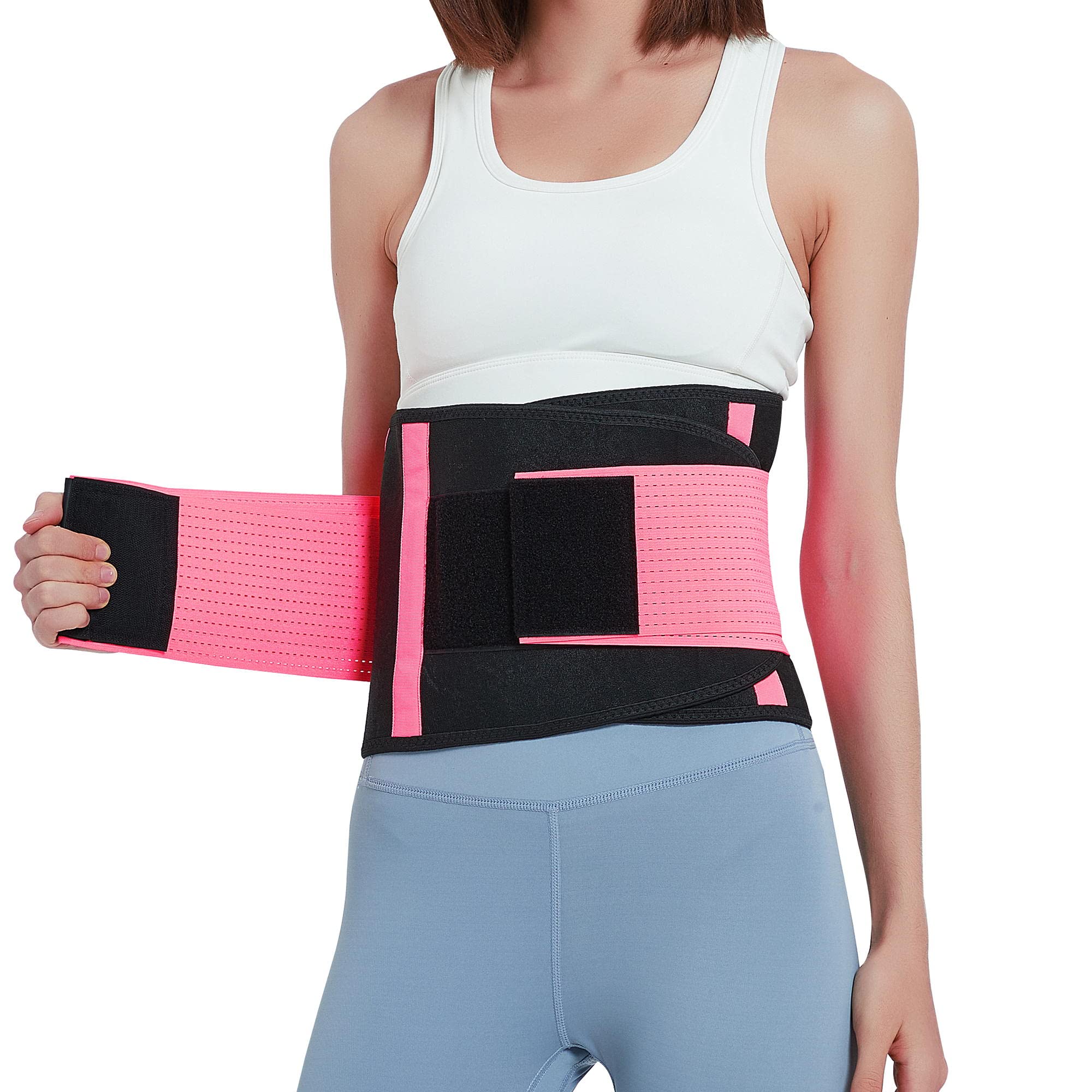 Qlwfov Back Support Belt for Women Lower Back Brace for Pain Relief Back  Brace for Herniated Disc and Sciatica back brace for lower back pain women-Size  Large(Waist 28''-32'') Large Pink