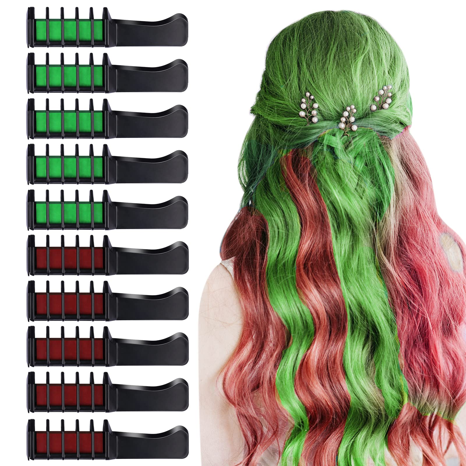 10 PCS Hair Chalk Comb, TOROKOM Temporary Bright Washable Hair Color Comb  Mini Hair Chalk for Girls Age 4 5 6 7 8 10 Kids Non Toxic Hair Color Dye  for Christmas