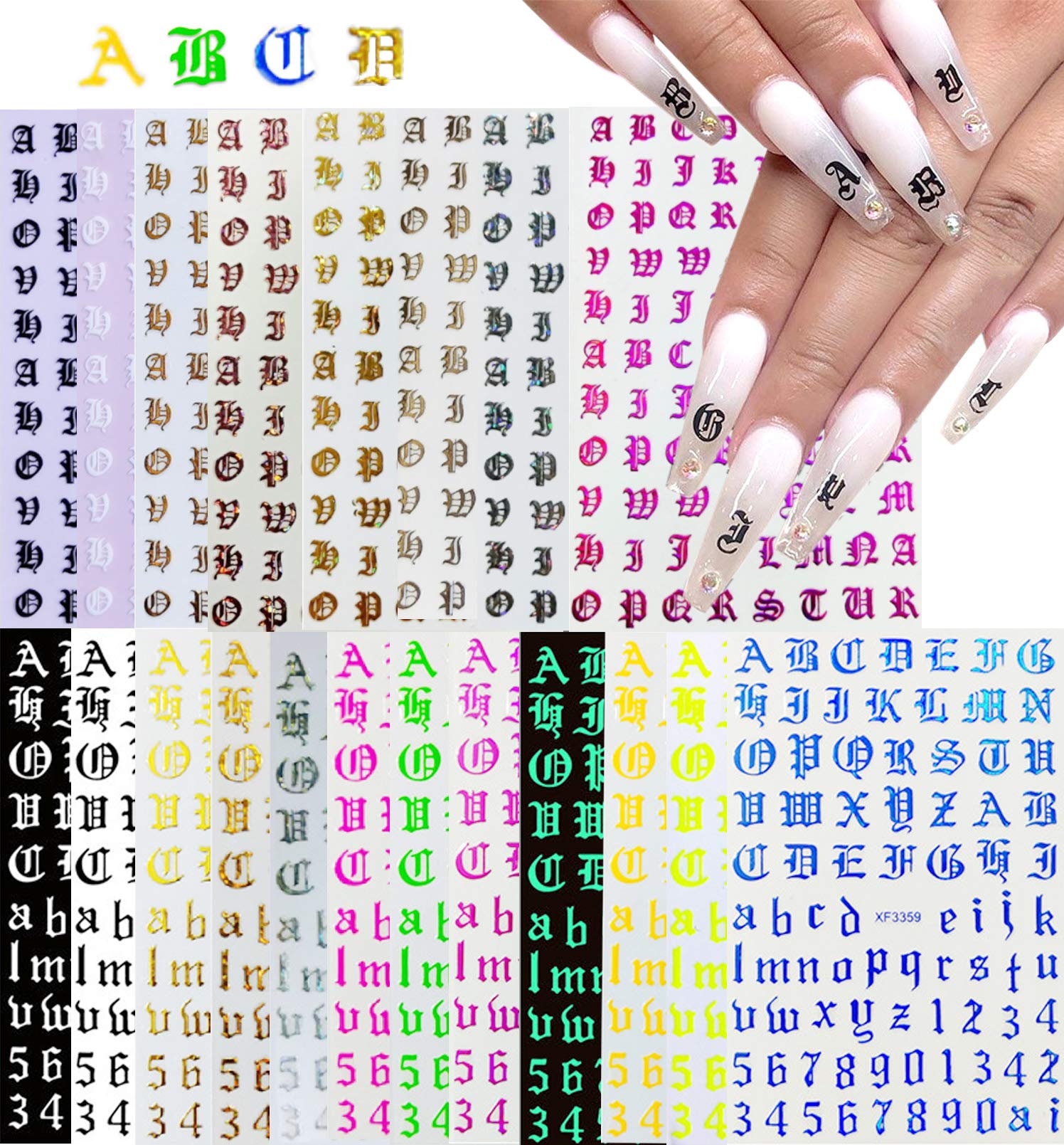 8pcs/set abc letter decals nail art