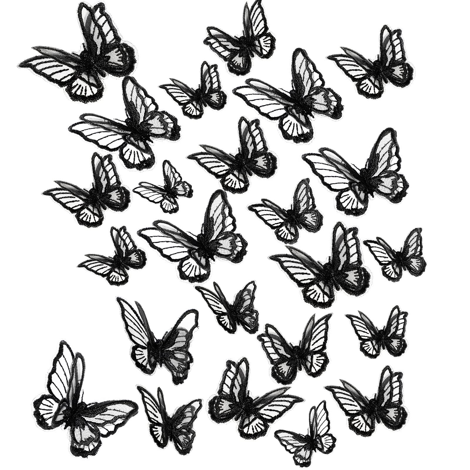 20 Pcs Flowers Butterfly Iron on Patches Sew on Embroidery