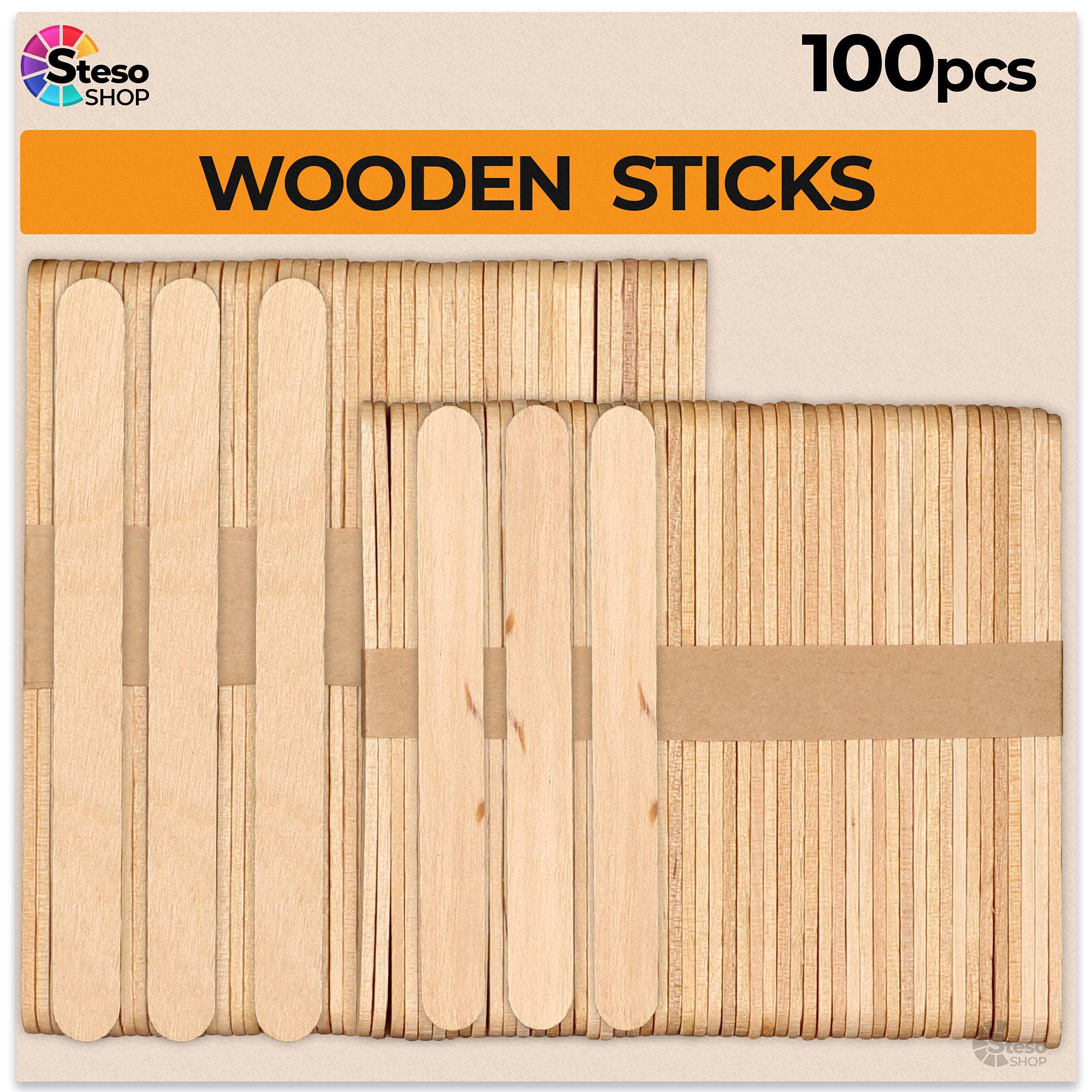  Natural Wood Craft Sticks, 4.25 Inch Popsicle Sticks