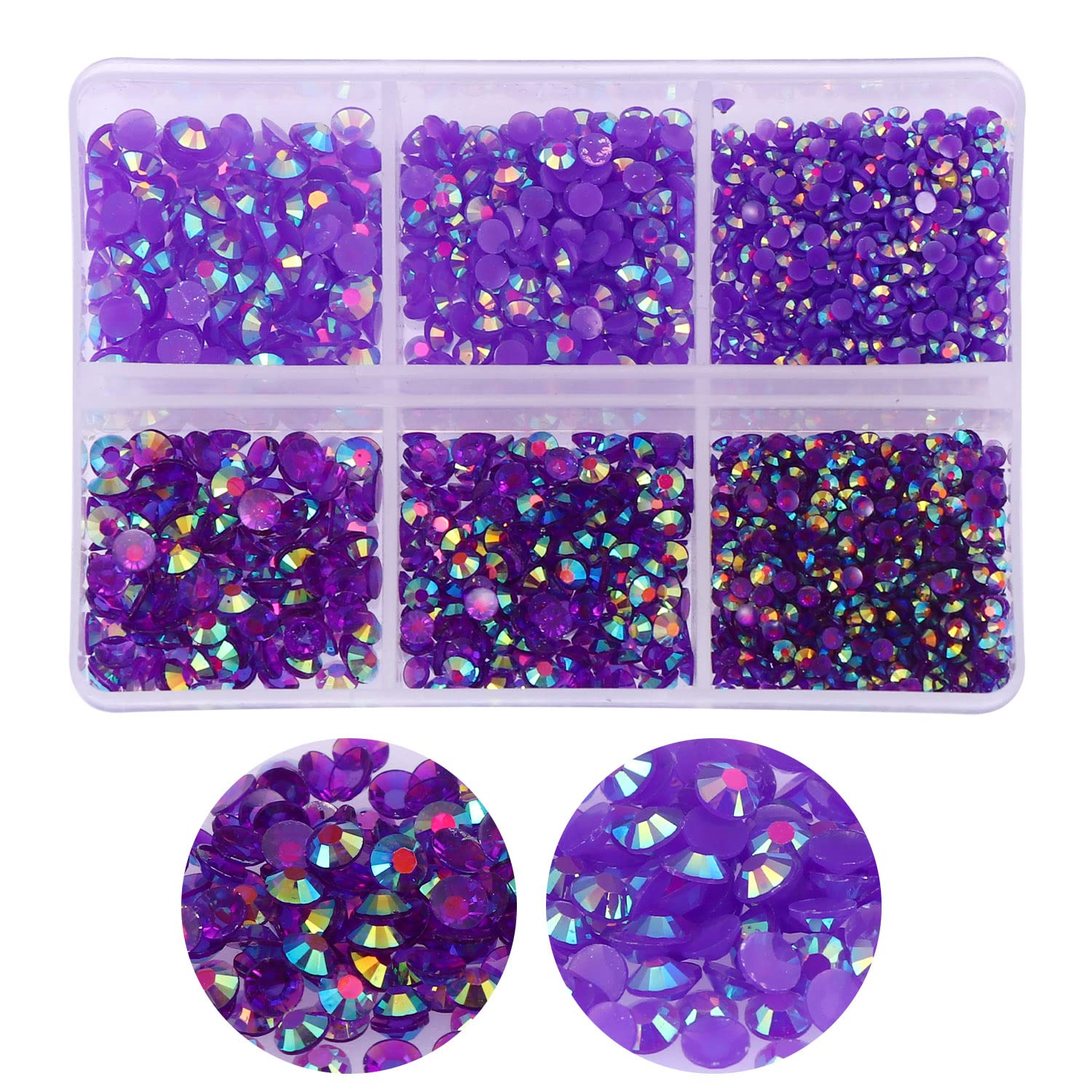 3000pcs Flatback Rhinestones for Crafts Dark Purple AB Crystals