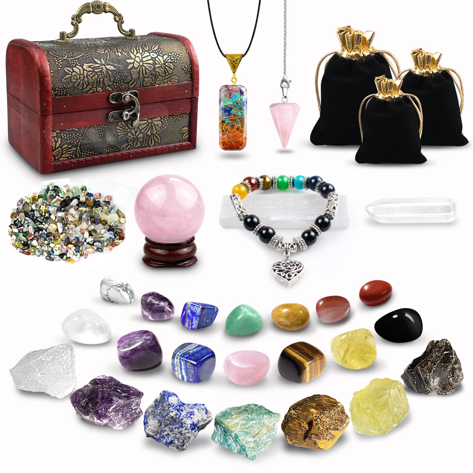 Healing Crystals Set, 28 Pcs Real Crystals and Healing Stones Kit