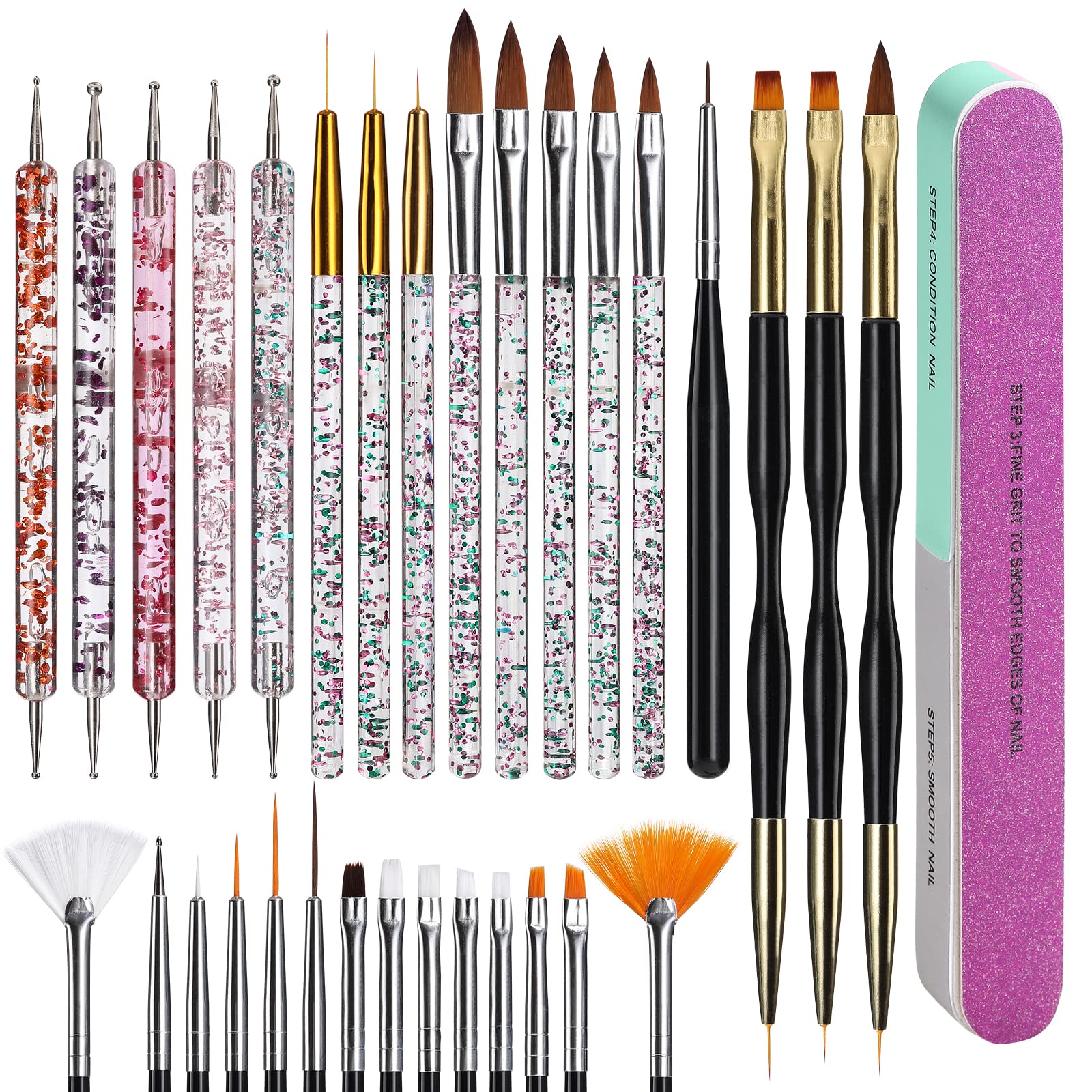 Oneleaf Nail Art Brushes Set - 32 PCS Nail Tool for Nail Art U V Gel Nail  Brushes Acrylic Nail Brushes Liner Brushes Dotting Tools Dust Brush Dual  End Drawing Pen Nail