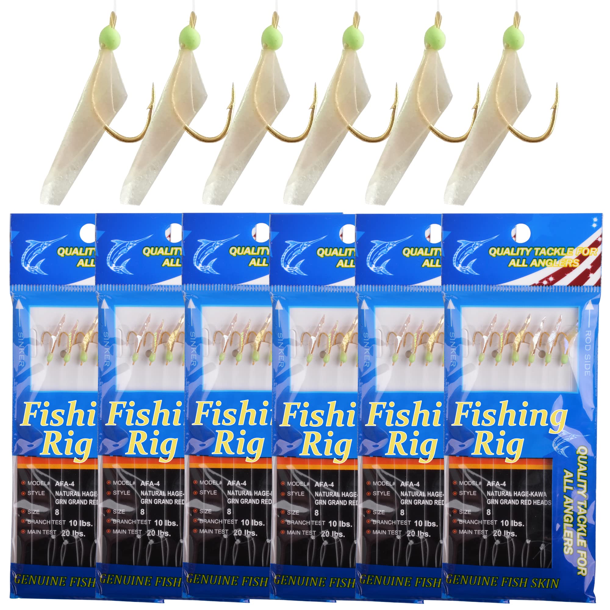 Fishing Rigs Saltwater Bait Lures 6 Packs Fishing Bait Rigs with Fish Skin  High Carbon Steel