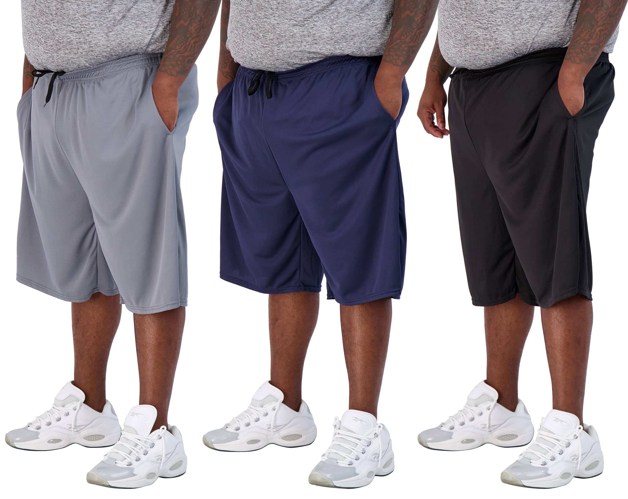 Real Essentials Men's Big & Tall 3-Pack Dry Fit & Mesh Active Athletic  Perfomance Shorts (3X-5X) Mesh Big & Tall 4X Mesh-set D