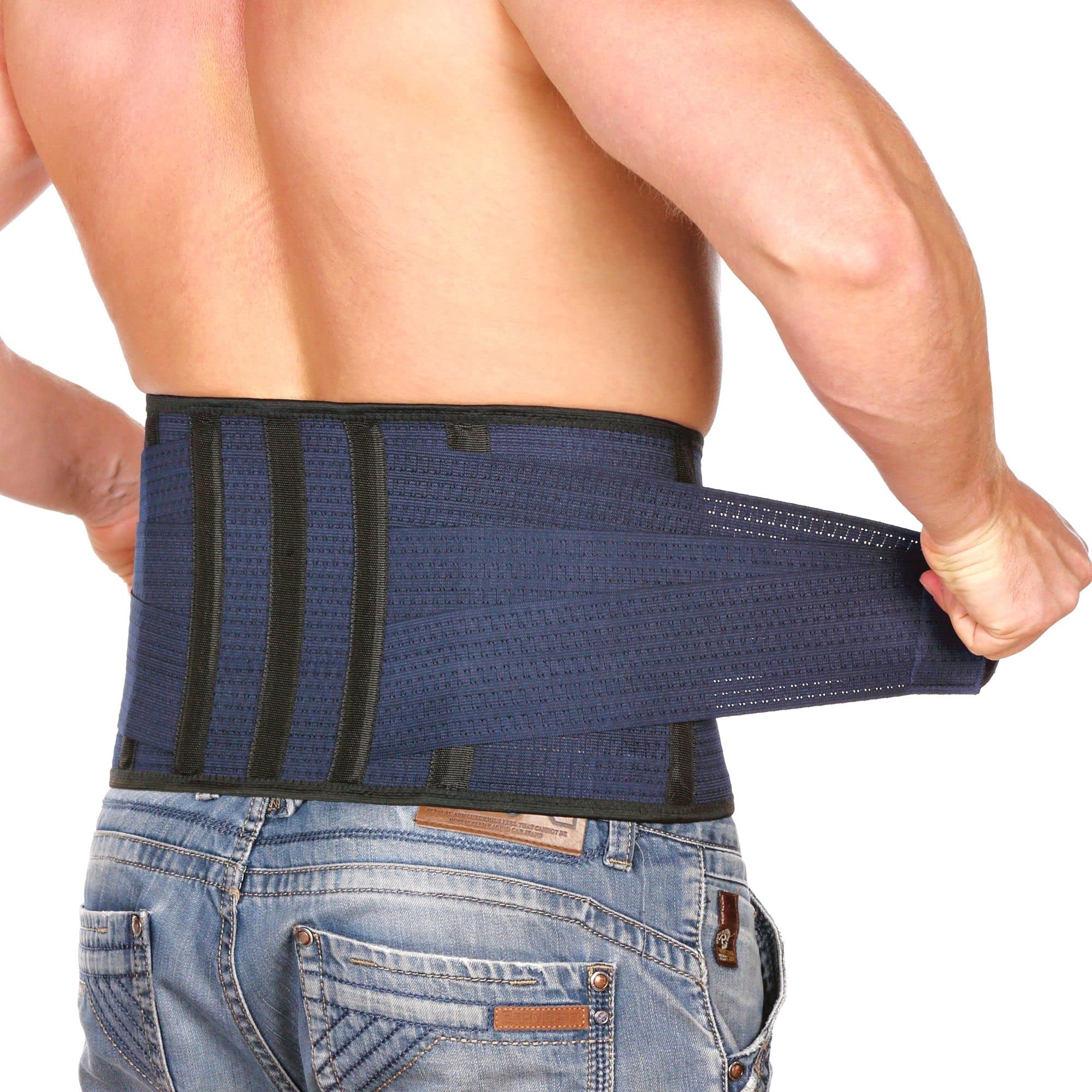 AVESTON Back Support Lower Back Brace for Back Pain Relief - Breathable  Thin 6 stays Adjustable Lumbar Support Belt for Men/Women Keeps Your Spine  Straight Safe, Herniated Disc Large 38-45 at Navel